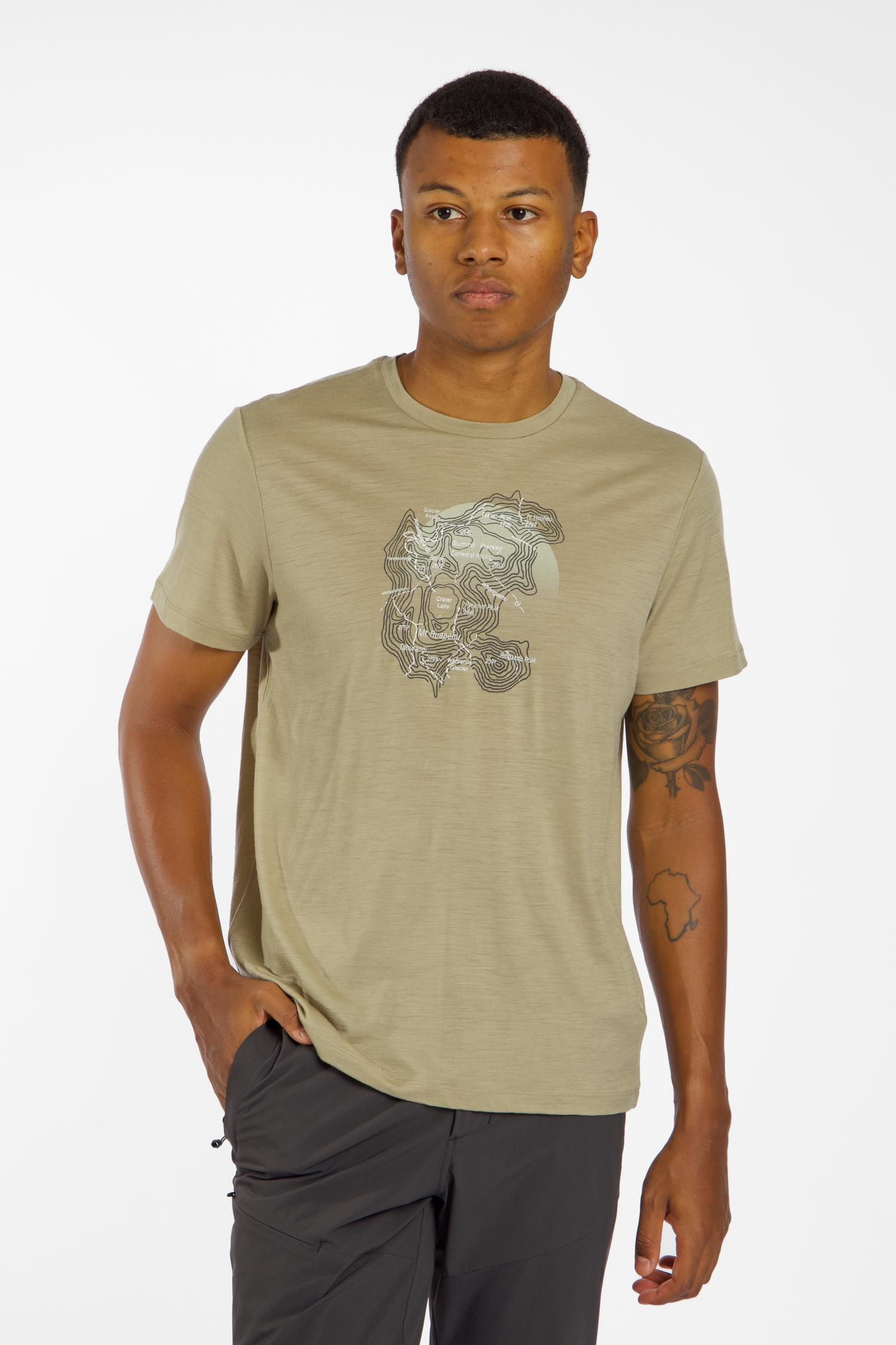 Image of icebreaker Merino 150 Tech Lite Ruapehu Round Herren T-Shirt Beige, Herren, Größe: M
