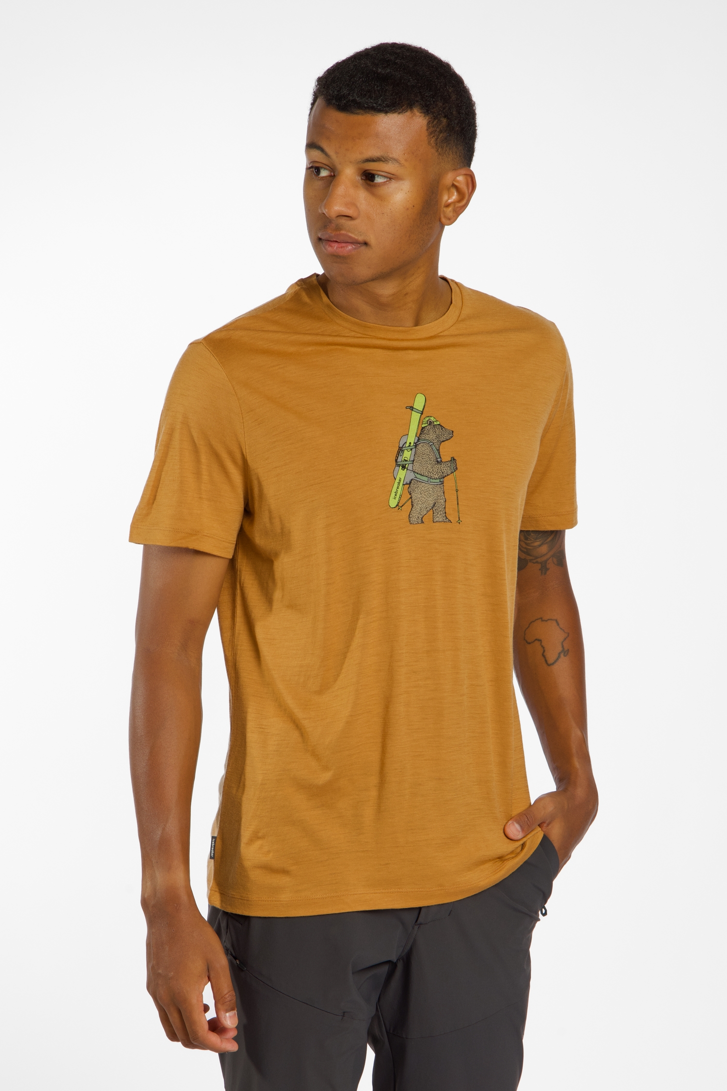 Image of icebreaker Merino 150 Tech Lite Bear Tour Herren T-Shirt Beige, Herren, Größe: L