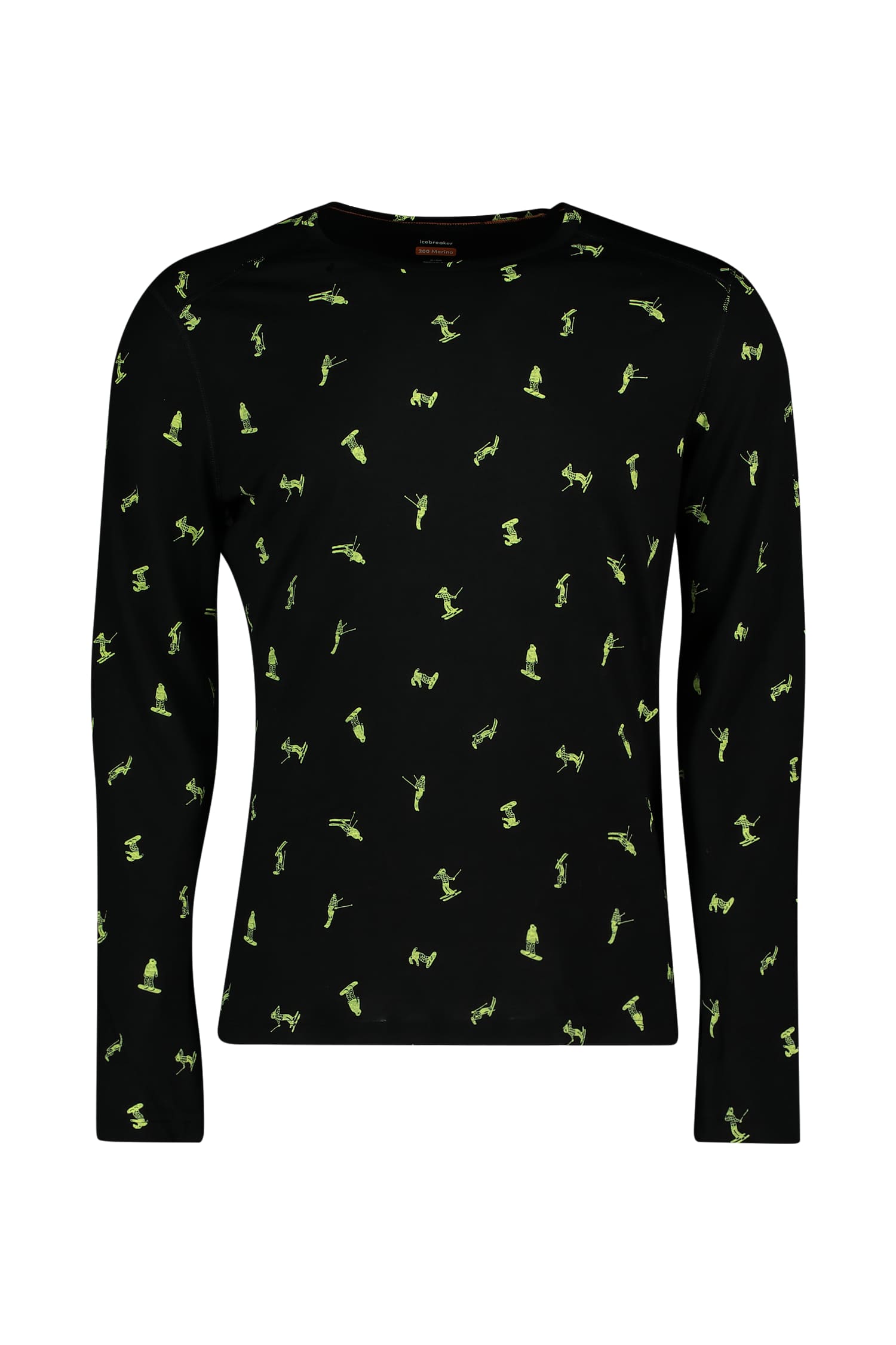 Image of icebreaker Merino 200 Oasis Snow Day Herren Thermo Longsleeve Schwarz, Herren, Größe: L