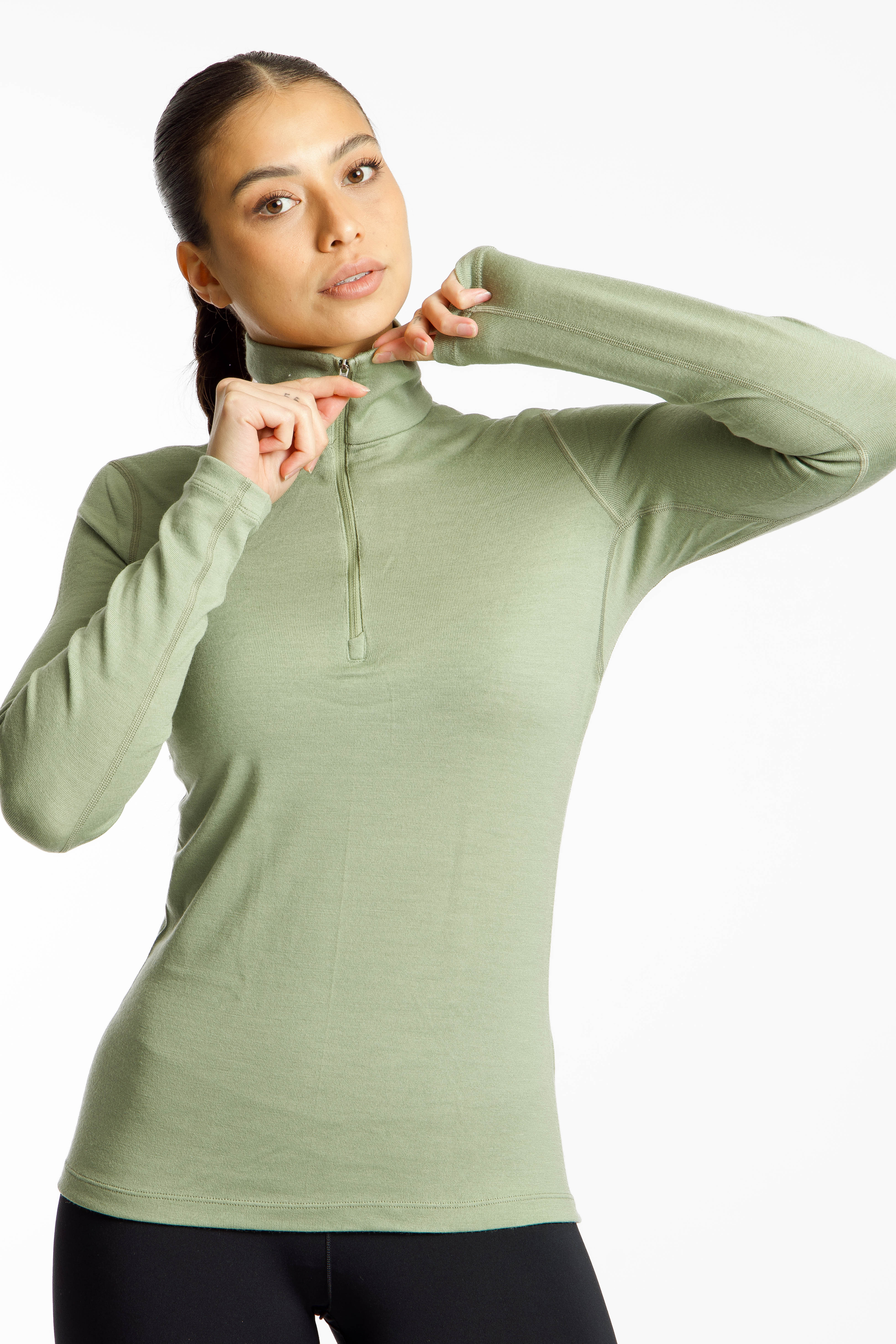 Image of icebreaker Merino 260 Tech Half-Zip Damen Thermo Longsleeve Grün, Damen, Größe: L