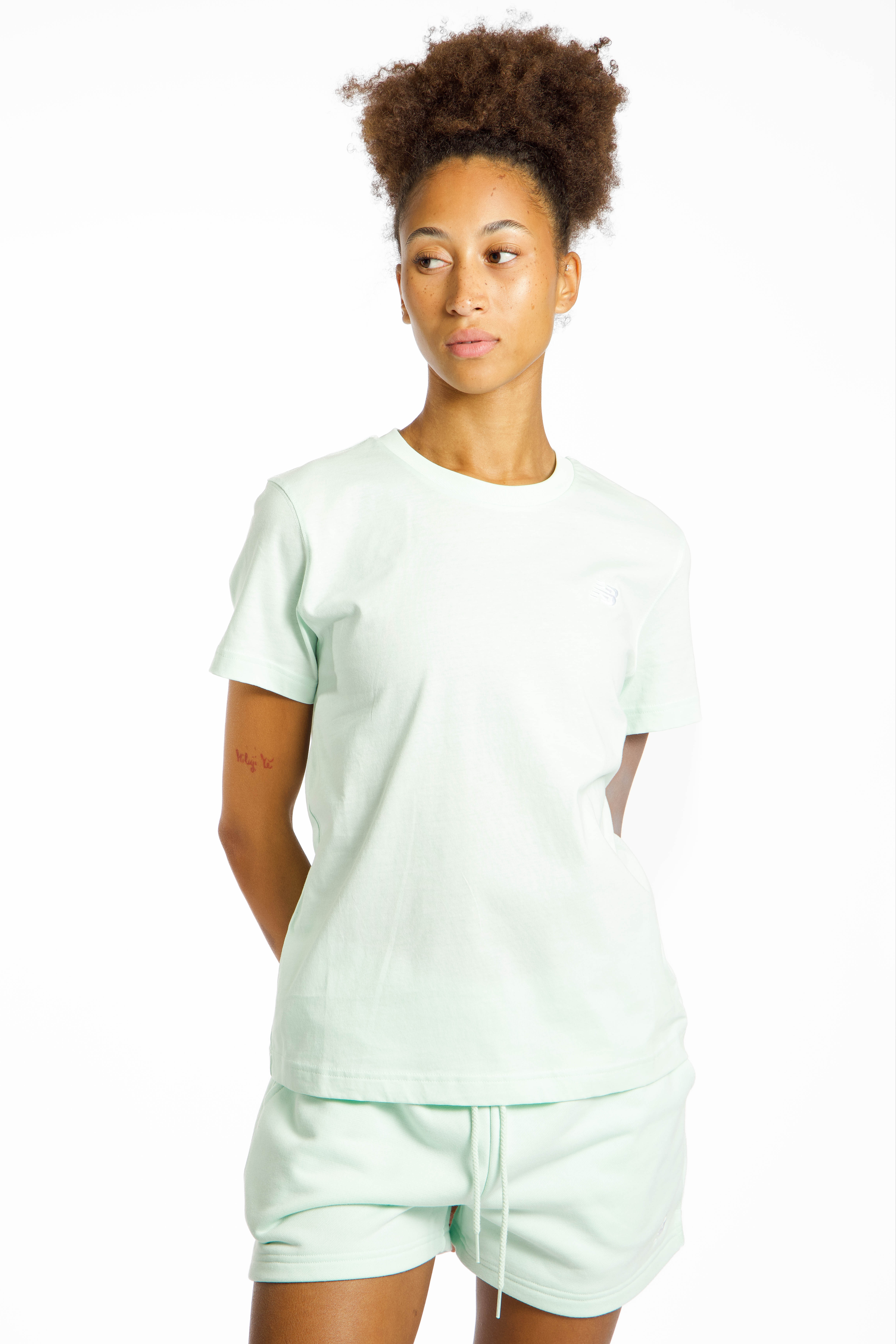 Image of New Balance Jersey Small Logo Damen T-Shirt Grün, Damen, Größe: S