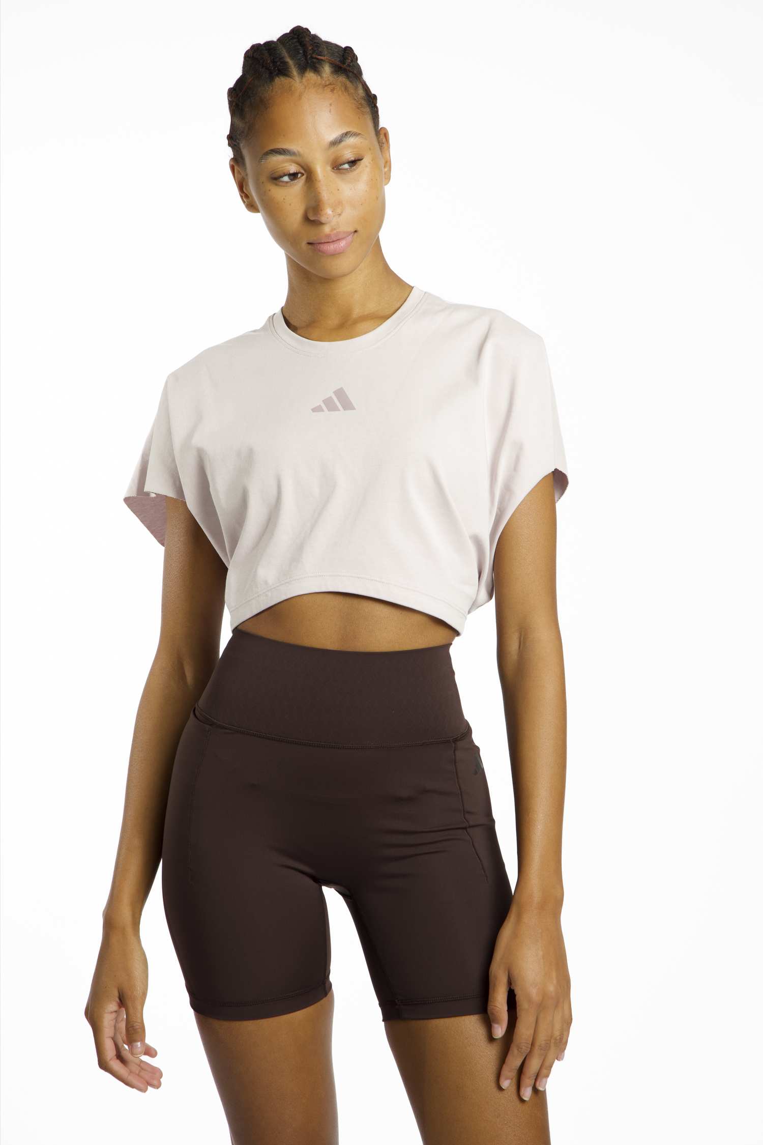 Image of adidas Power Workout Cropped Boxy 3S Damen Top Beige, Damen, Größe: L