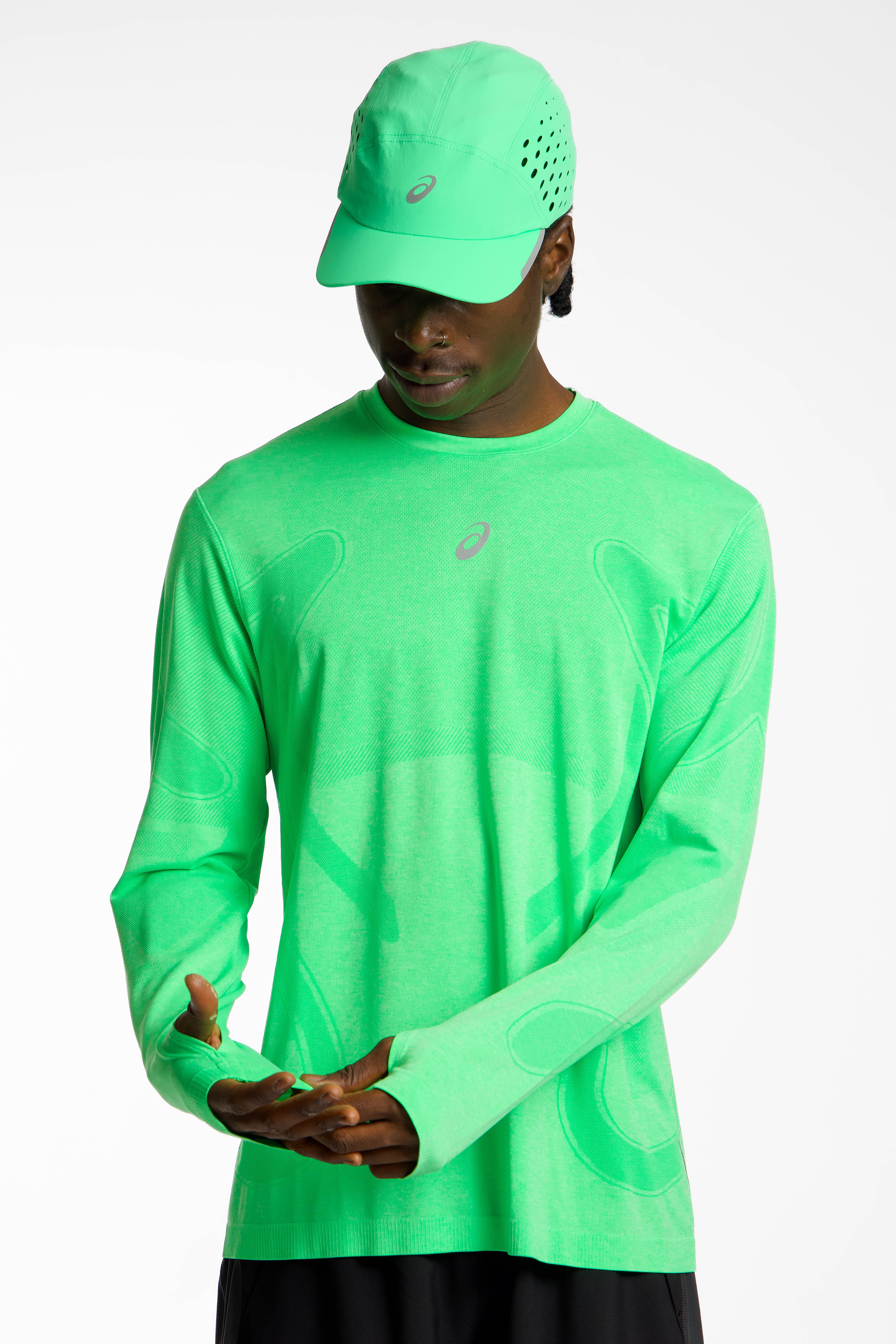 Image of ASICS Road Seamless Herren Longsleeve Grün, Herren, Größe: L