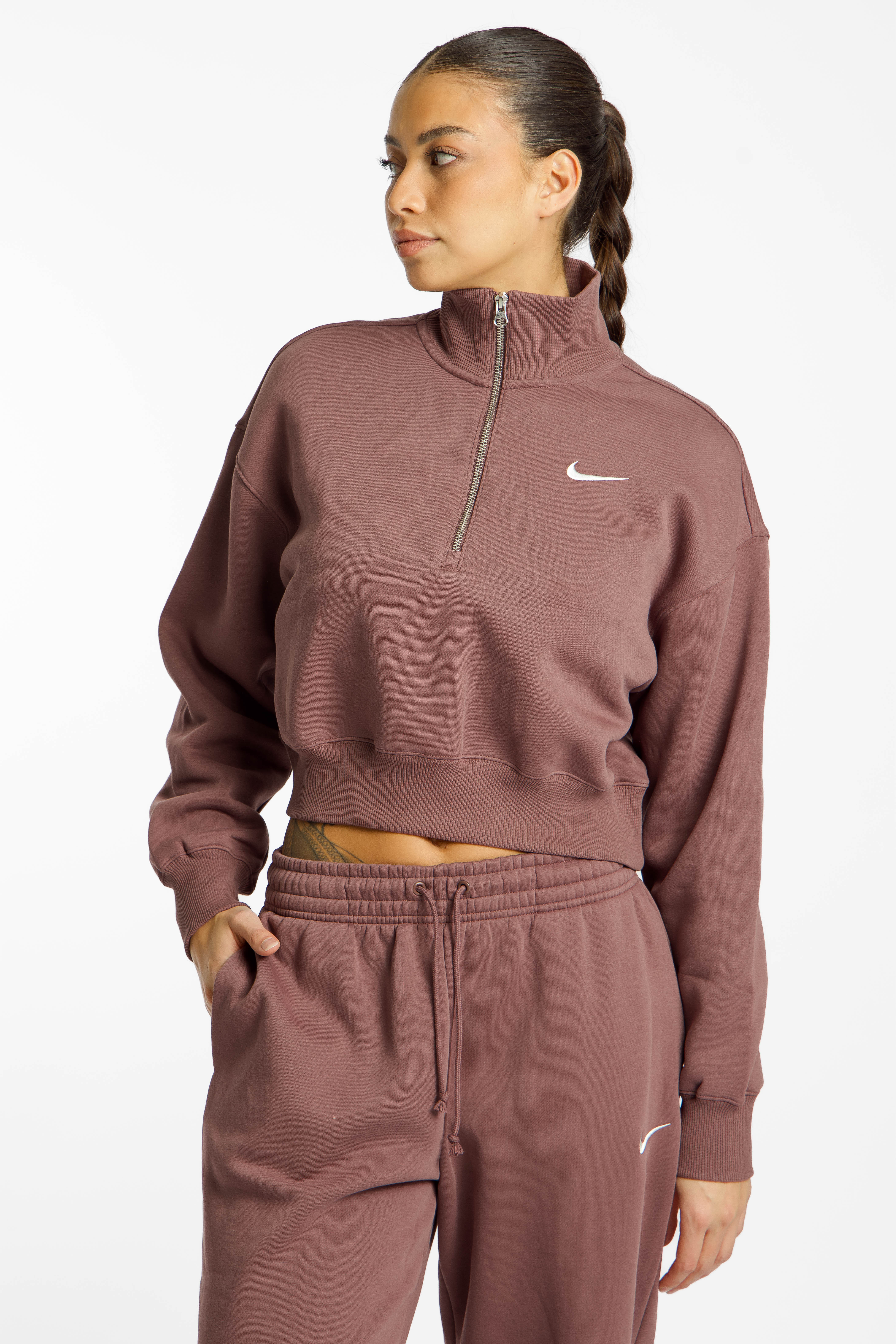 Image of Nike Phoenix Fleece Crop Damen Pullover Braun, Damen, Größe: S