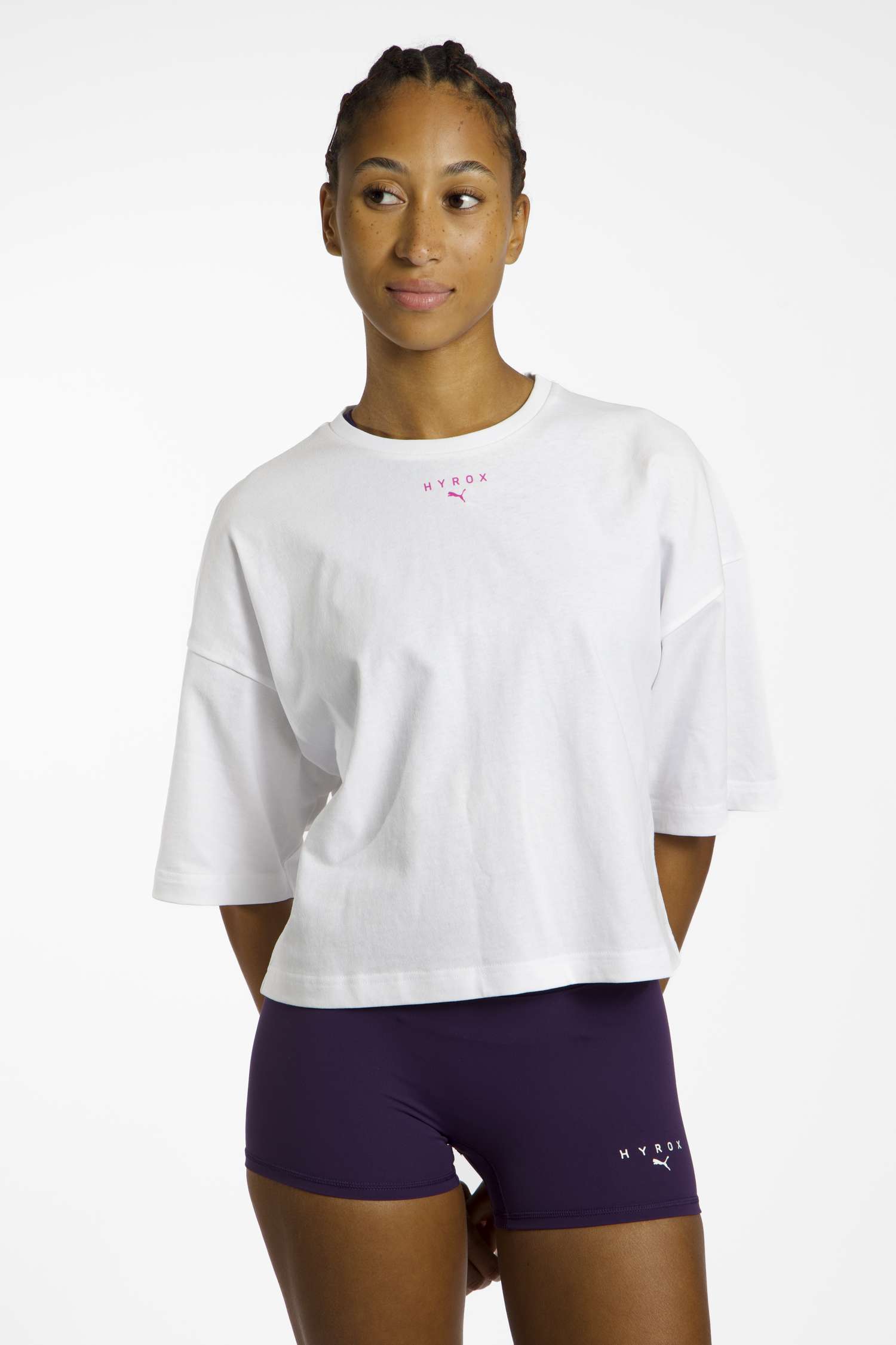 Image of PUMA x HYROX Cropped Lifestyle Damen T-Shirt Weiss, Damen, Größe: L