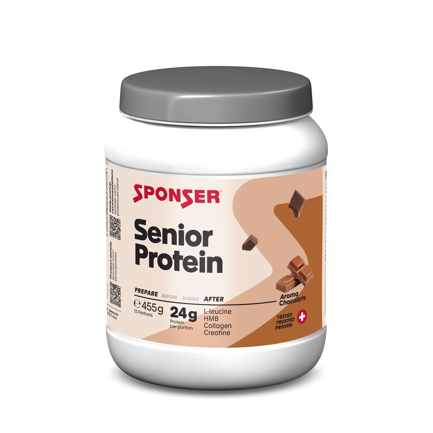 Image of Sponser Senior Protein Chocolate 455 g Proteinpulver Braun, Herren, Größe: 0