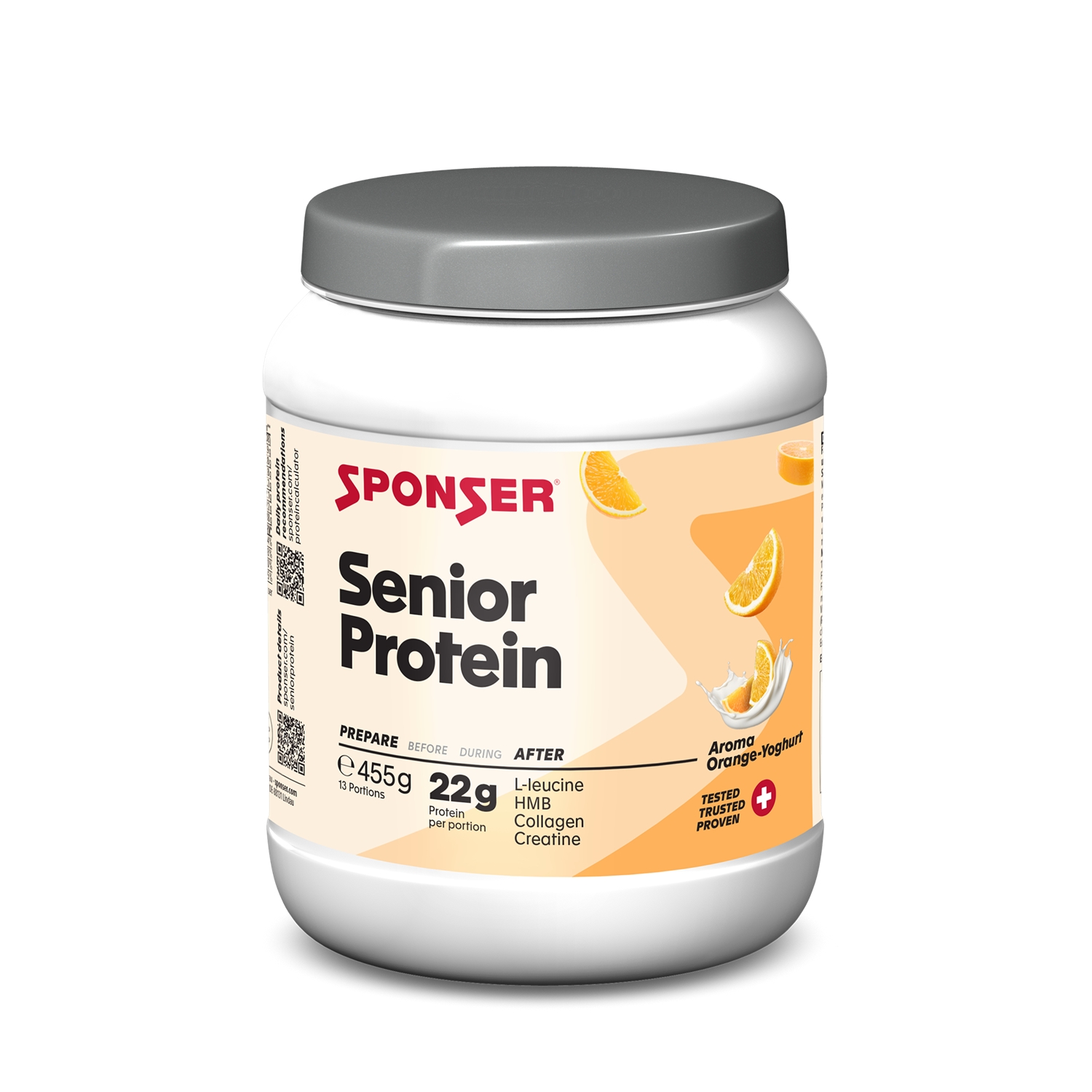 Image of Sponser Senior Protein Orangen Yoghurt 455 g Proteinpulver Weiss, Herren, Größe: 0
