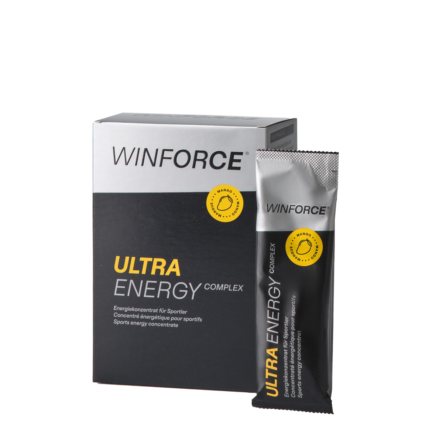 Image of Winforce Ultra Energy Complex Mango 10 x 25 g Energy Gel Schwarz, Herren, Größe: 0