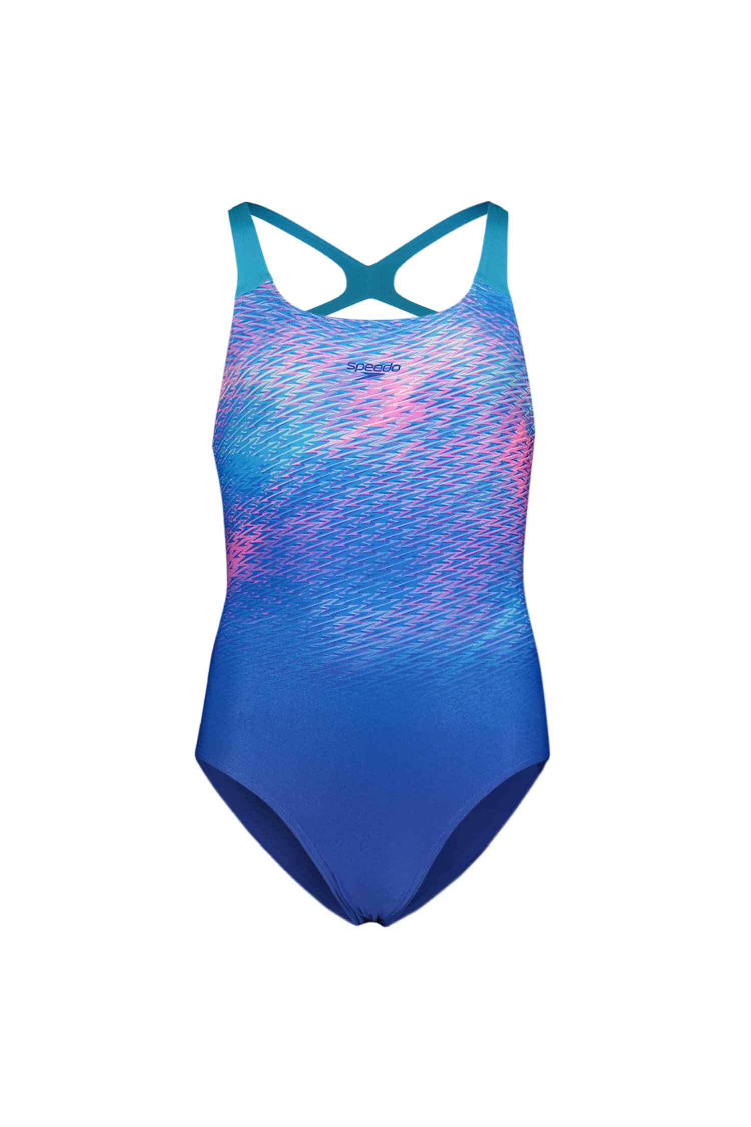 speedo Powerback Print Mädchen Badeanzug Blau, , Größe: 128