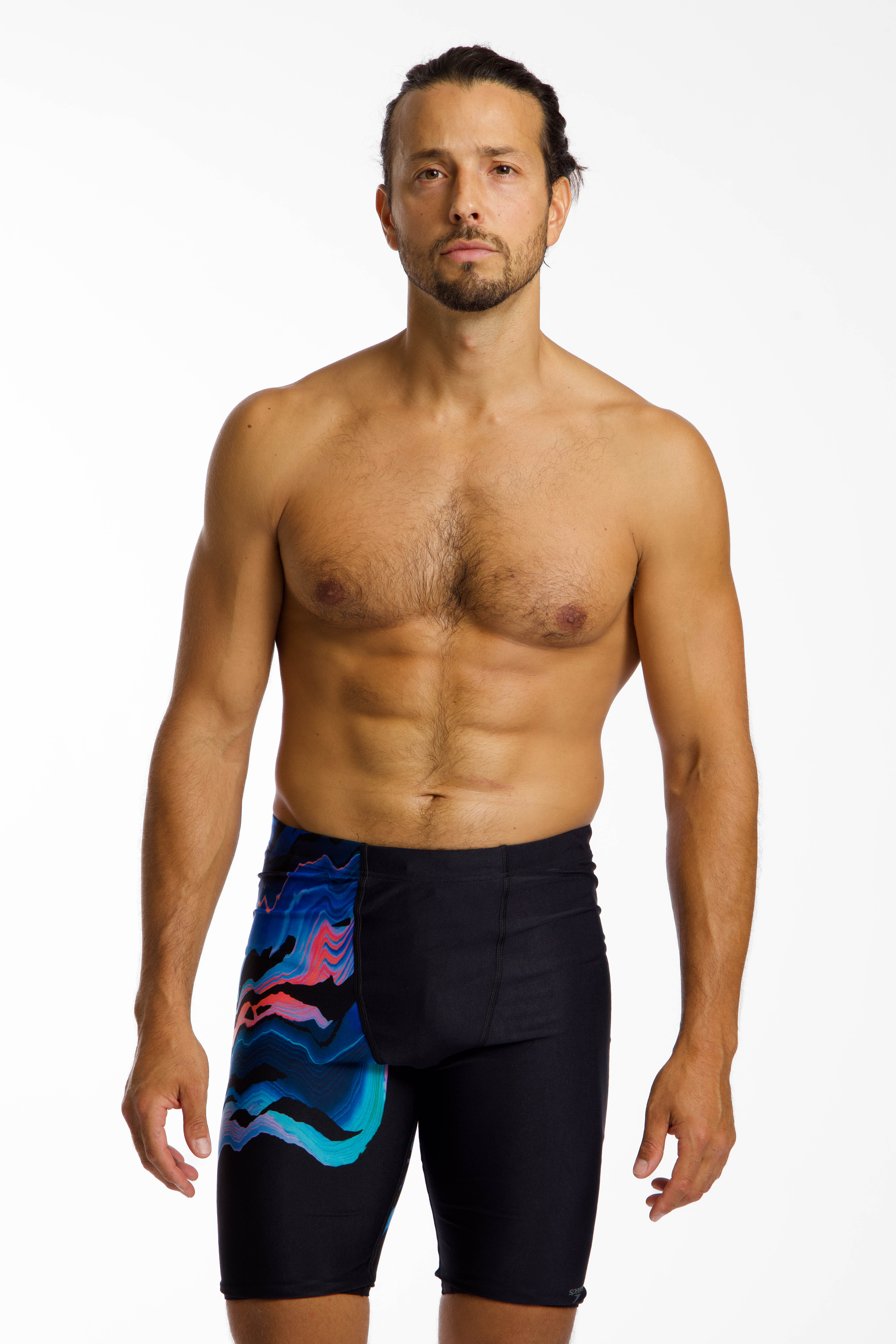 Image of speedo Club Training Placement Printed Jammer Herren Badehose Schwarz, Herren, Größe: 46