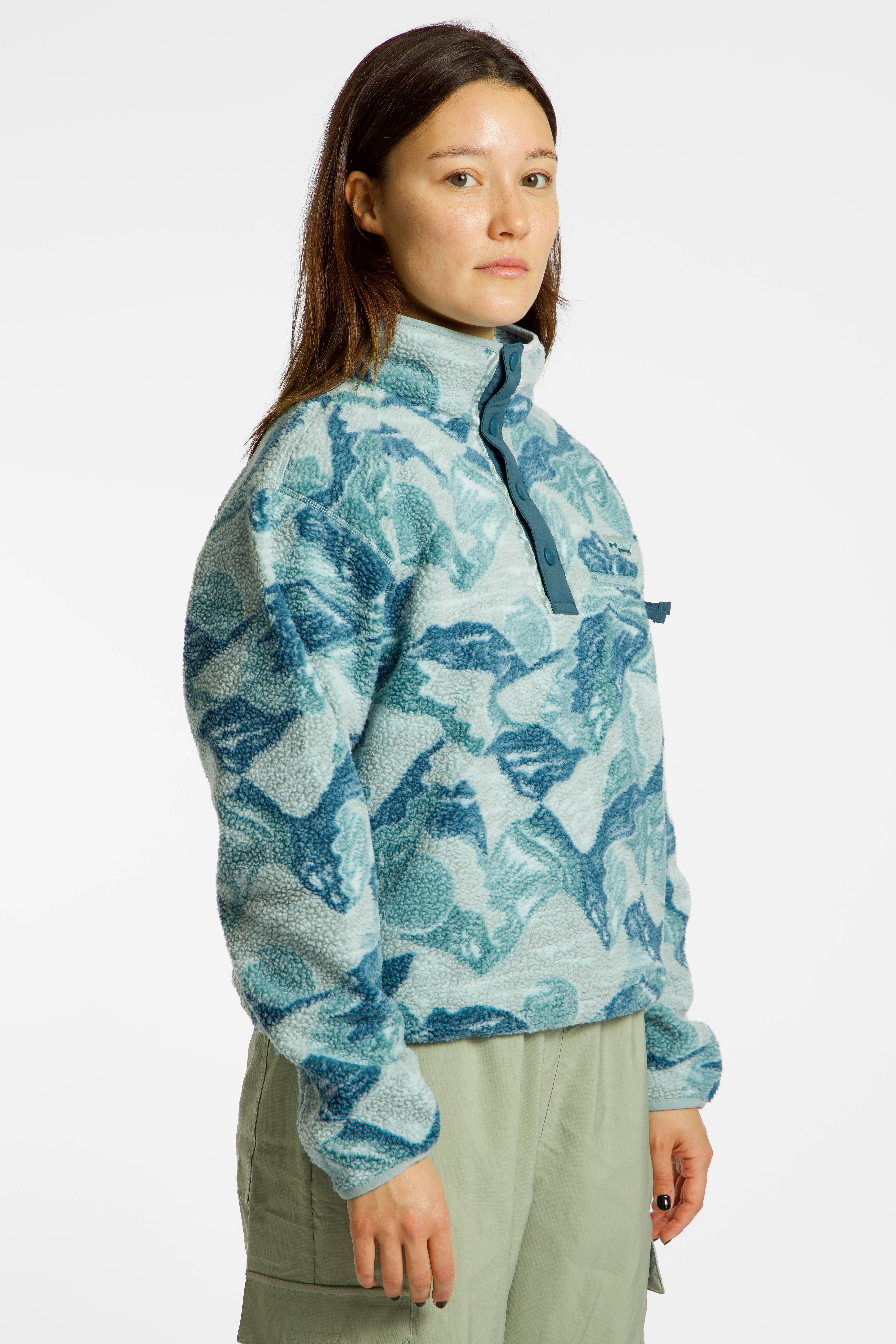 Columbia Helvetia™ II Cropped Printed Sherpa Half Snap Damen Midlayer Blau, Damen, Größe: L