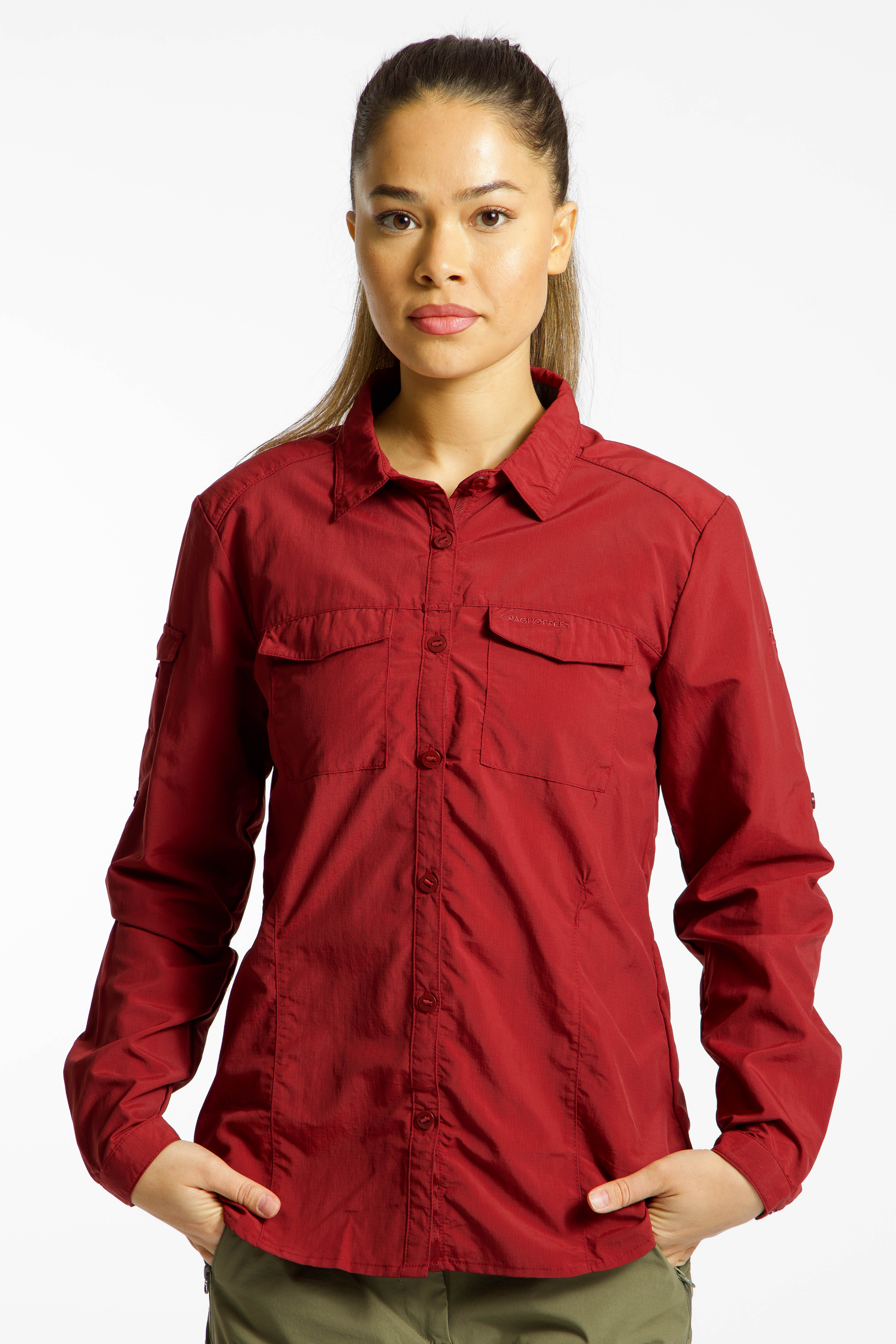 Craghoppers NosiLife Anti-Insect Adventure III Damen Wanderbluse Rot, Damen, Größe: 40