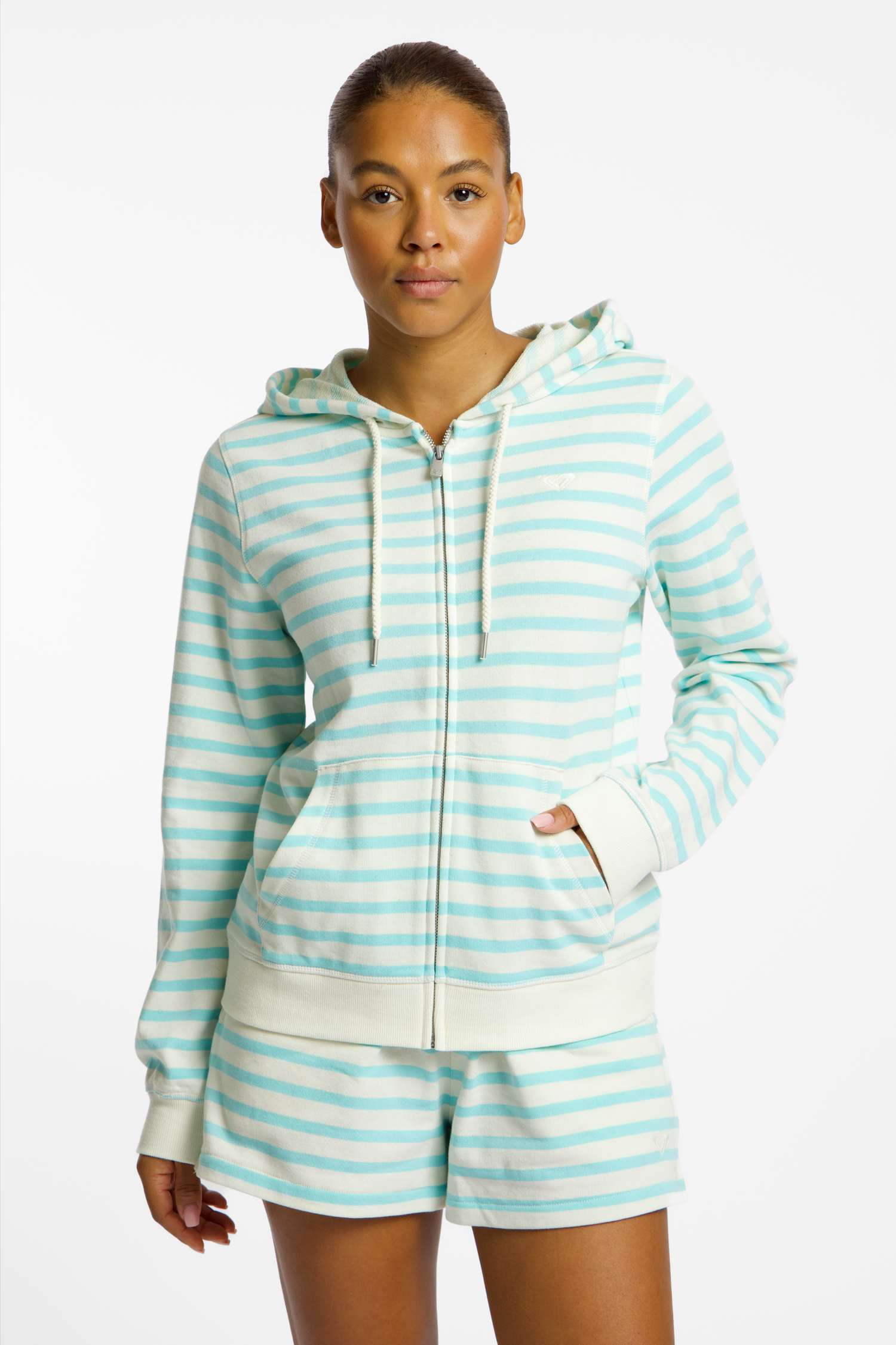 Image of Roxy Perfect Stripe Damen Hoodie Weiss, Damen, Größe: L
