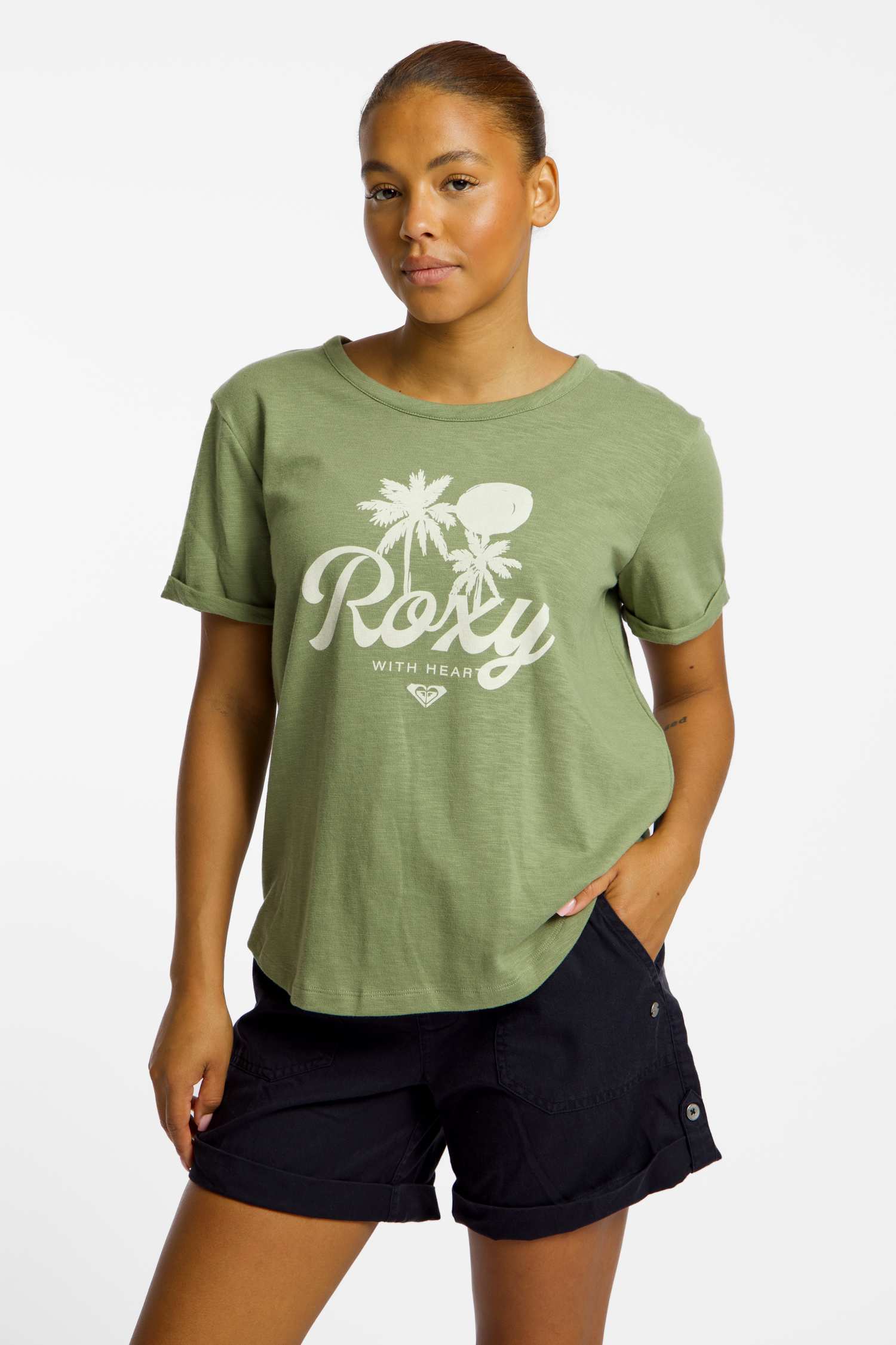 Roxy Oceanwave Regular Slub Damen T-Shirt Grün, Damen, Größe: S