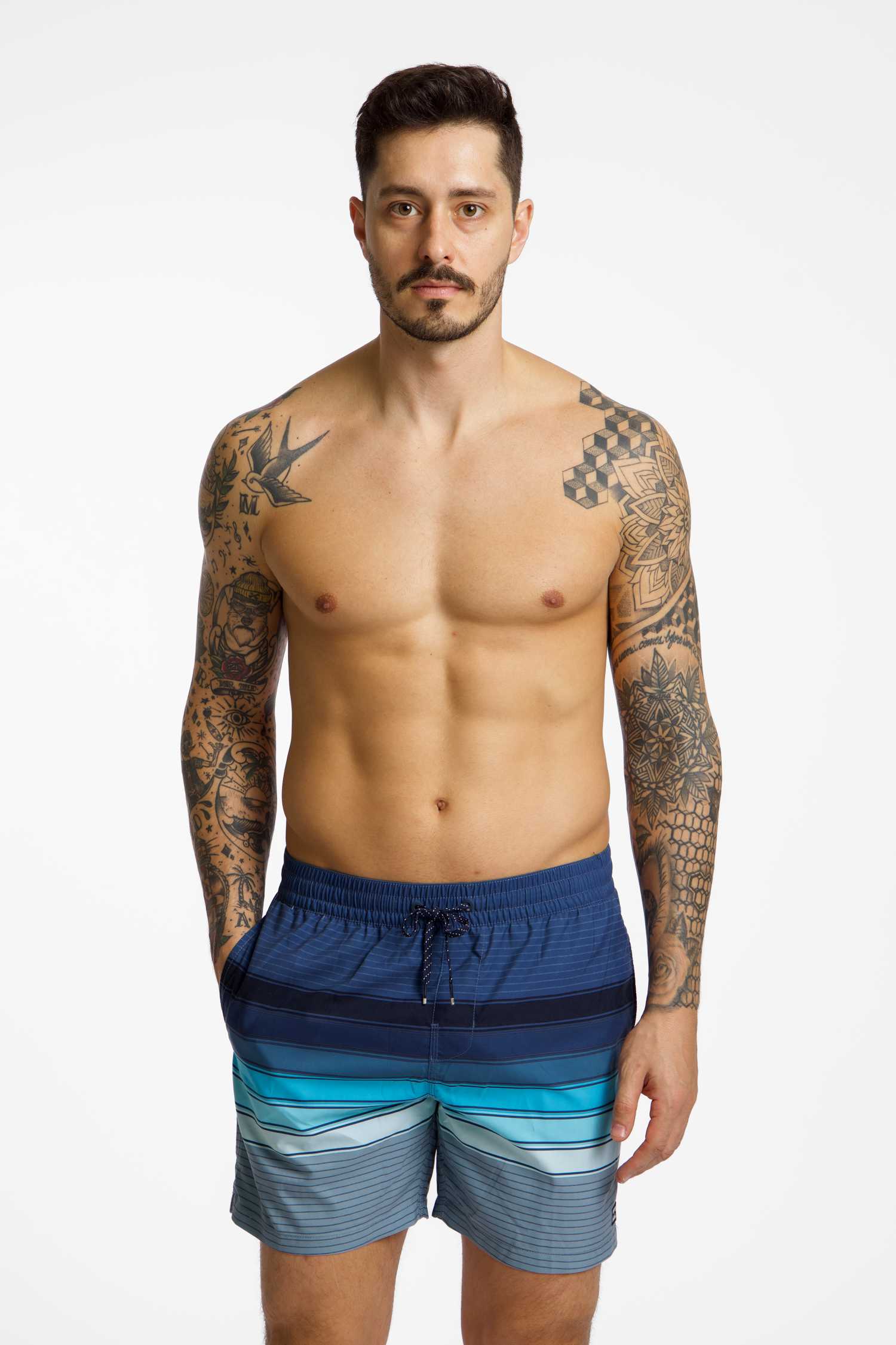 Image of Billabong All Day Stripe Layback 16" Herren Badeshort Blau, Herren, Größe: L