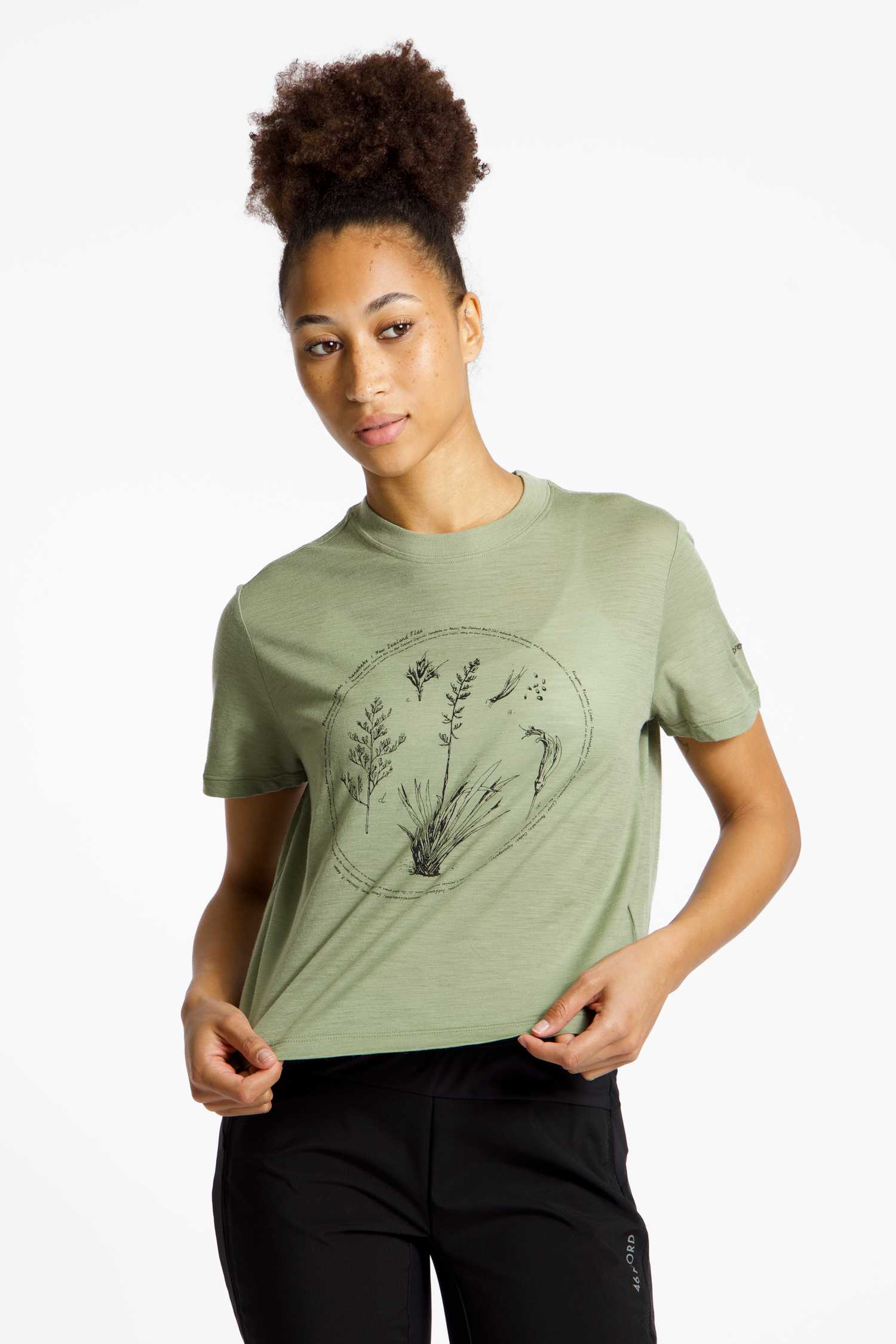 Image of icebreaker Merino 150 Tech Lite Crop Seed Story Damen T-Shirt Grün, Damen, Größe: L