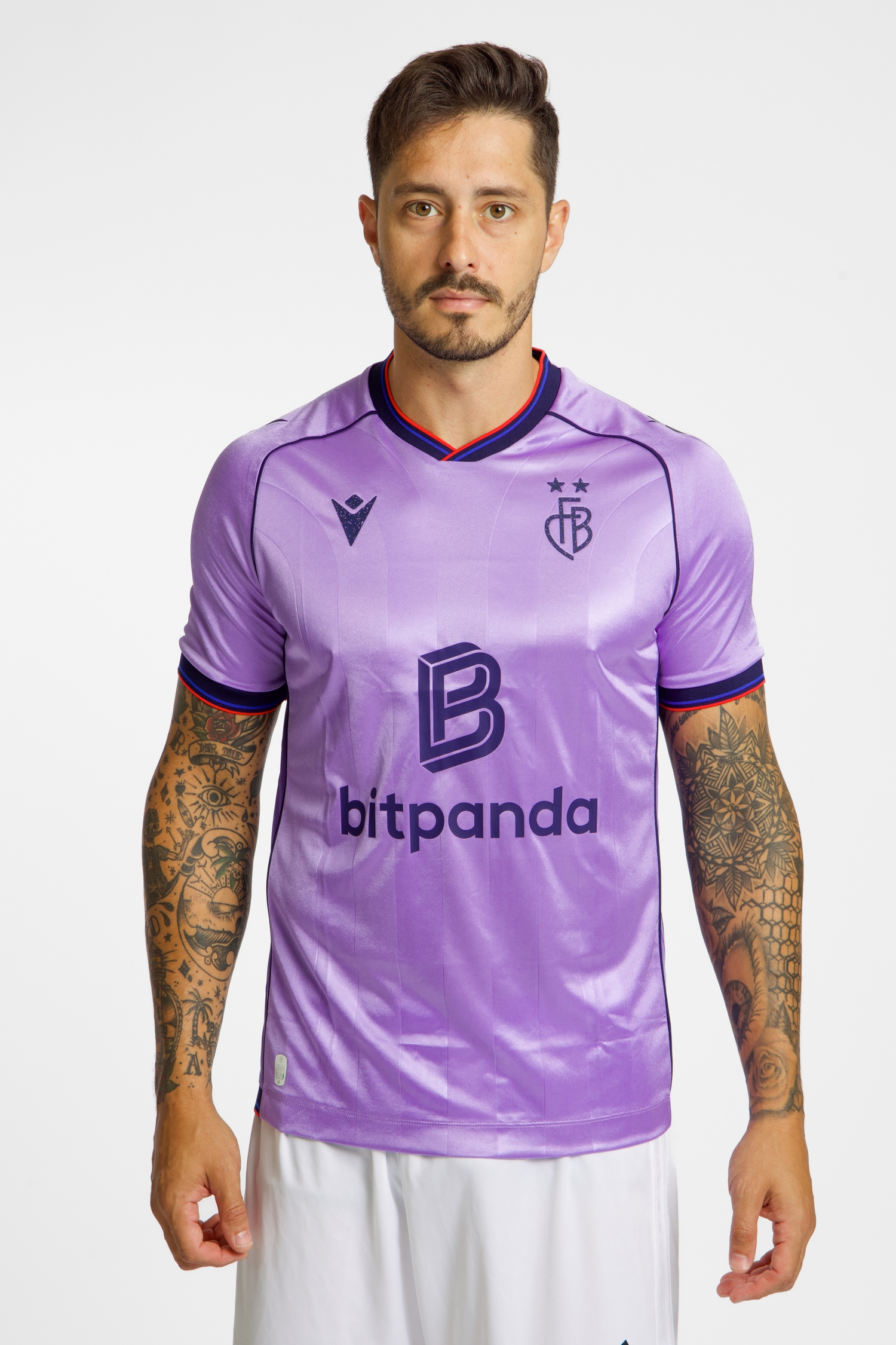 Image of Macron FC Basel Away Replica Herren Fussballtrikot 25/26 Lila, Herren, Größe: XXL