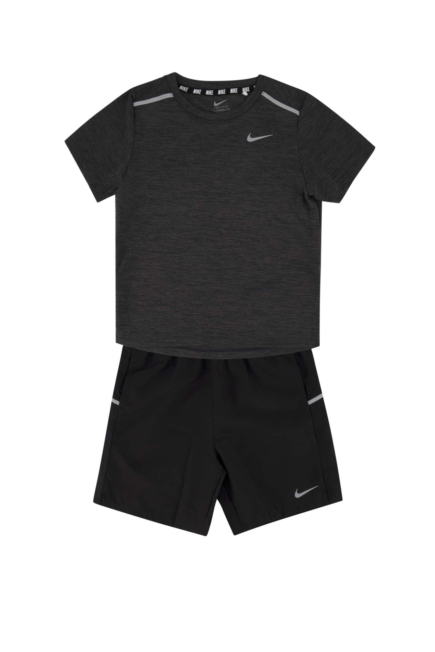 Image of Nike Dri-FIT Miler Kinder T-Shirt + Short Schwarz, , Größe: 104