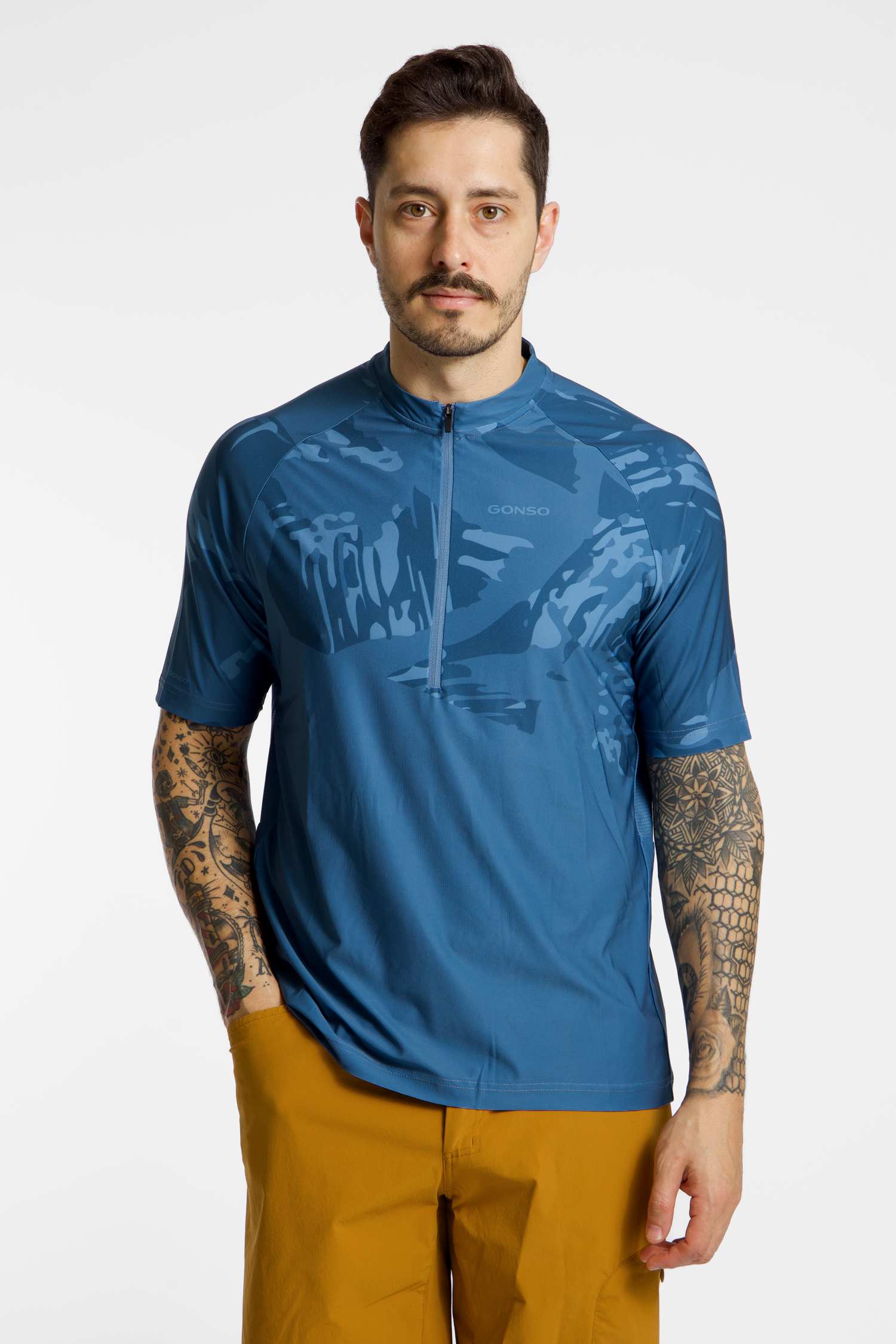 Image of Gonso Adventure 3/4 Zip Herren Biketrikot Blau, Herren, Größe: XXXXXL