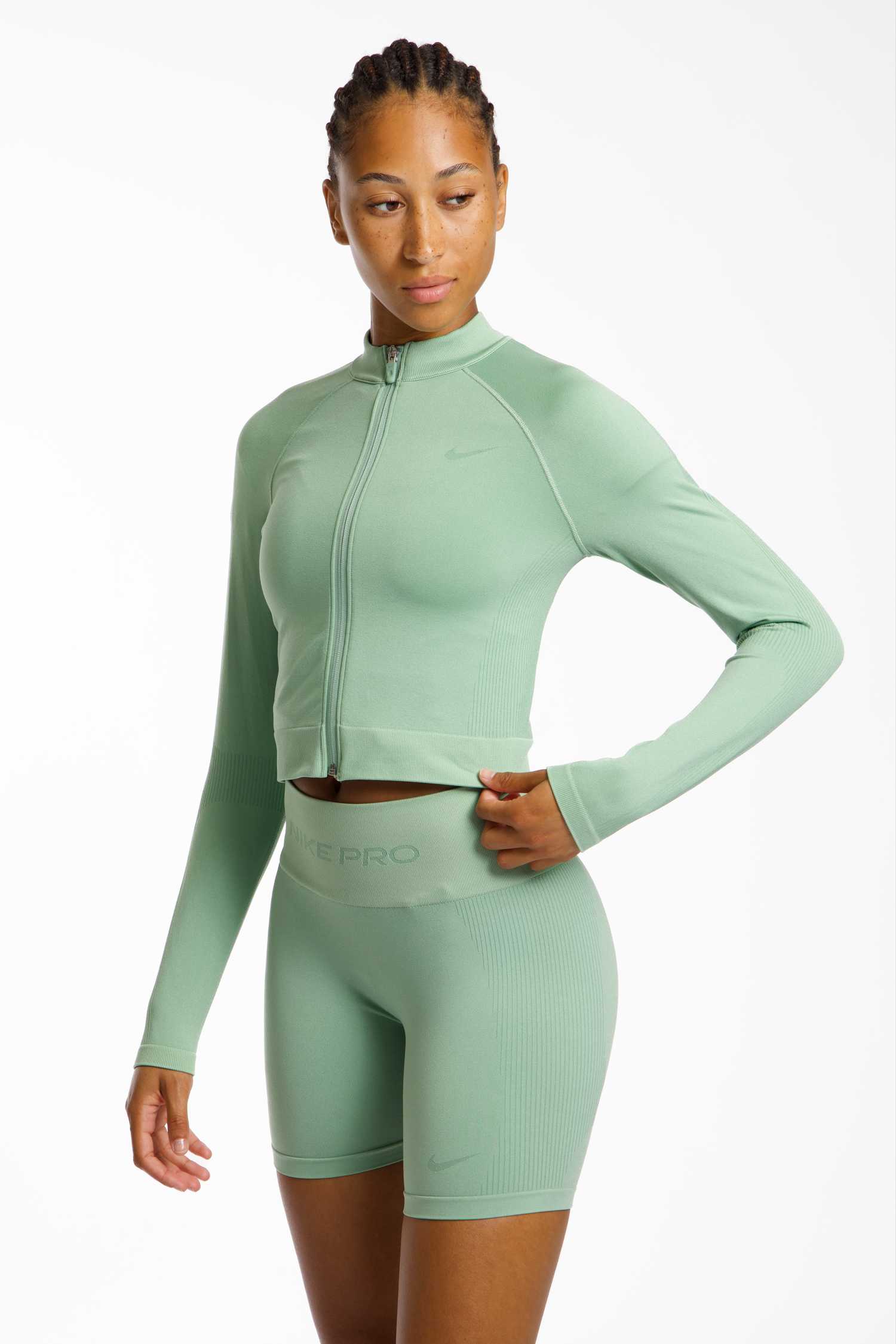 Image of Nike Pro Seamless Dri-FIT Damen Trainingsjacke Grün, Damen, Größe: M