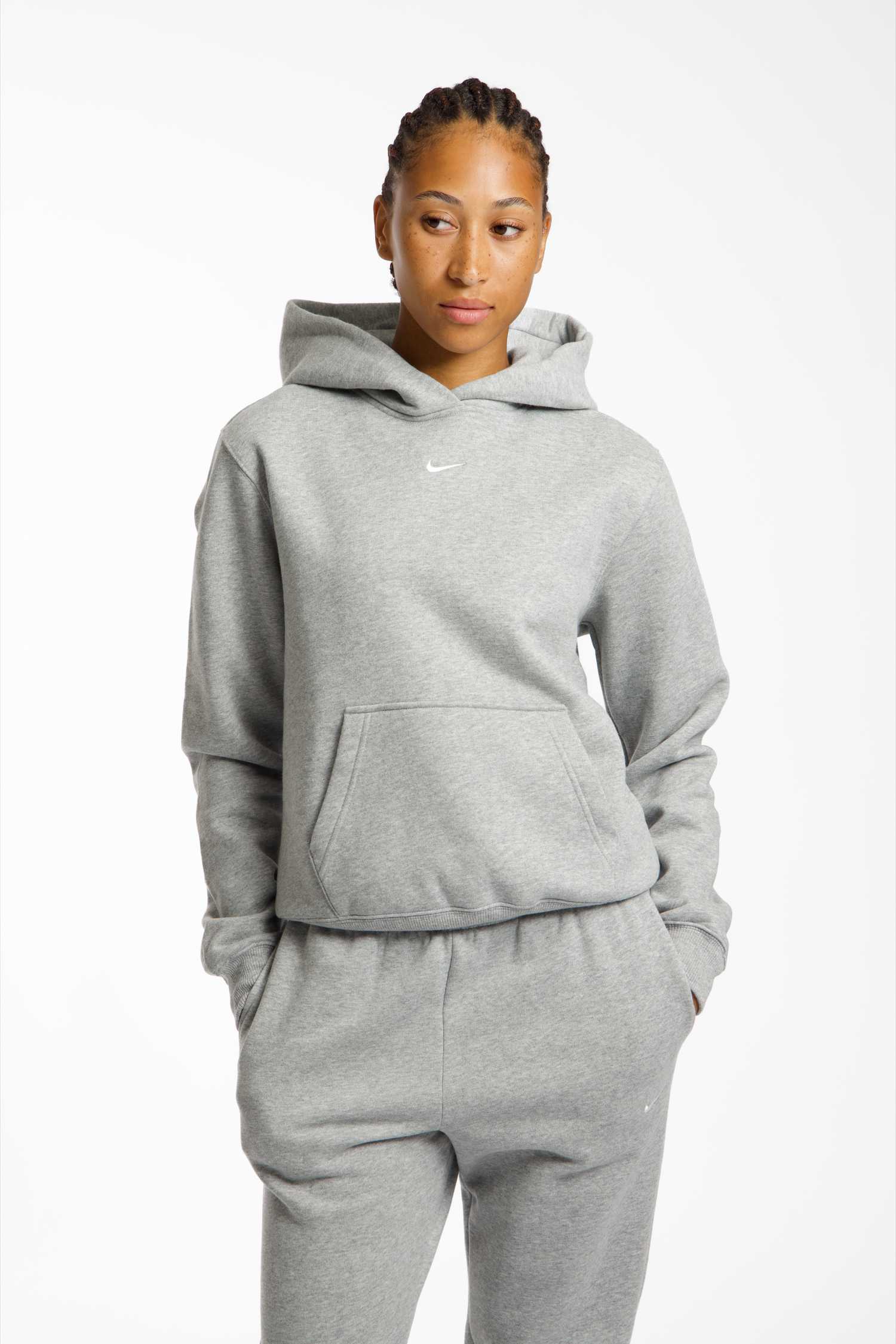 Image of Nike Studio Fleece Medium Weight Damen Hoodie Hellgrau, Damen, Größe: M