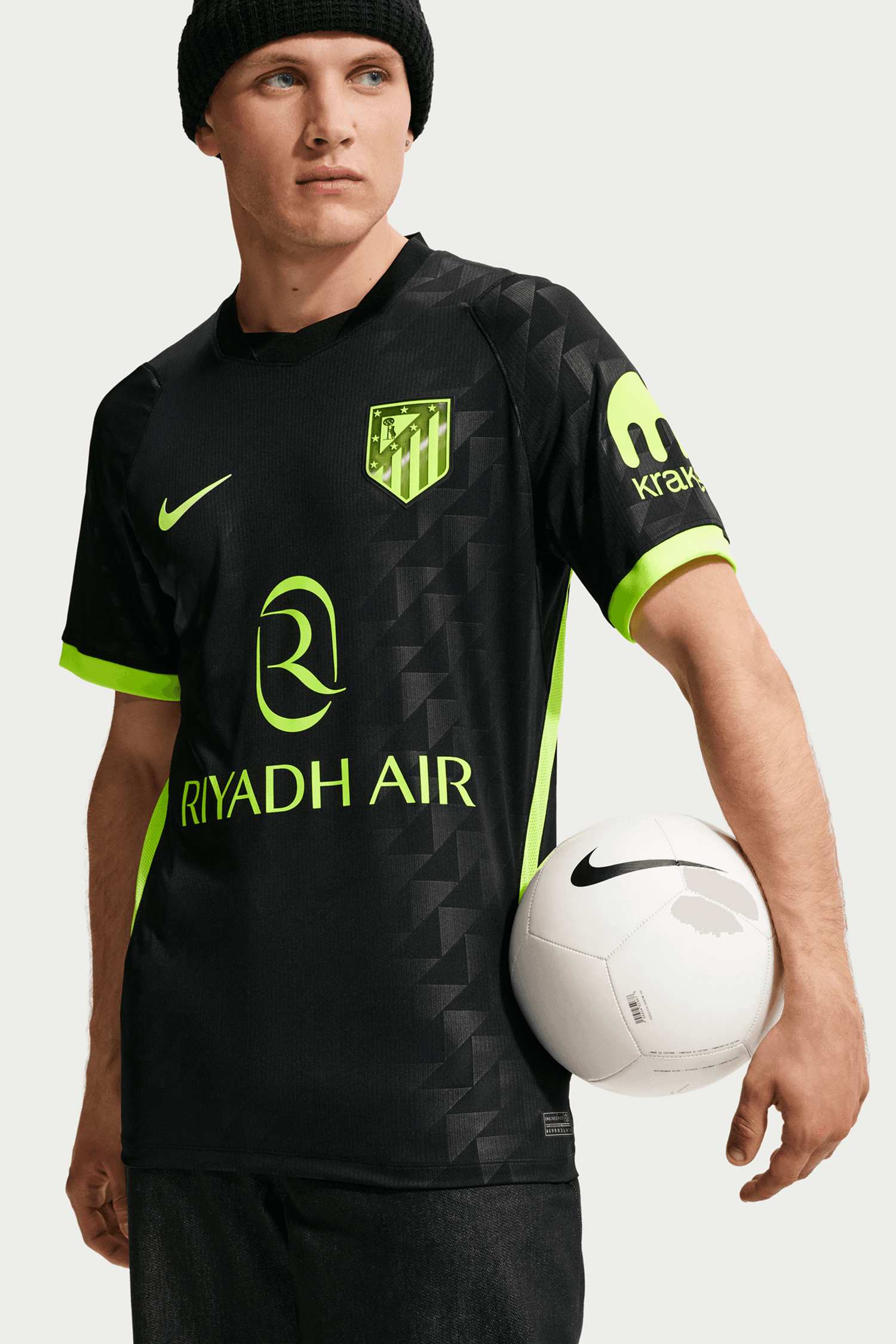 Image of Nike Atletico Madrid Away Replica Herren Fussballtrikot 26/27 Schwarz, Herren, Größe: L