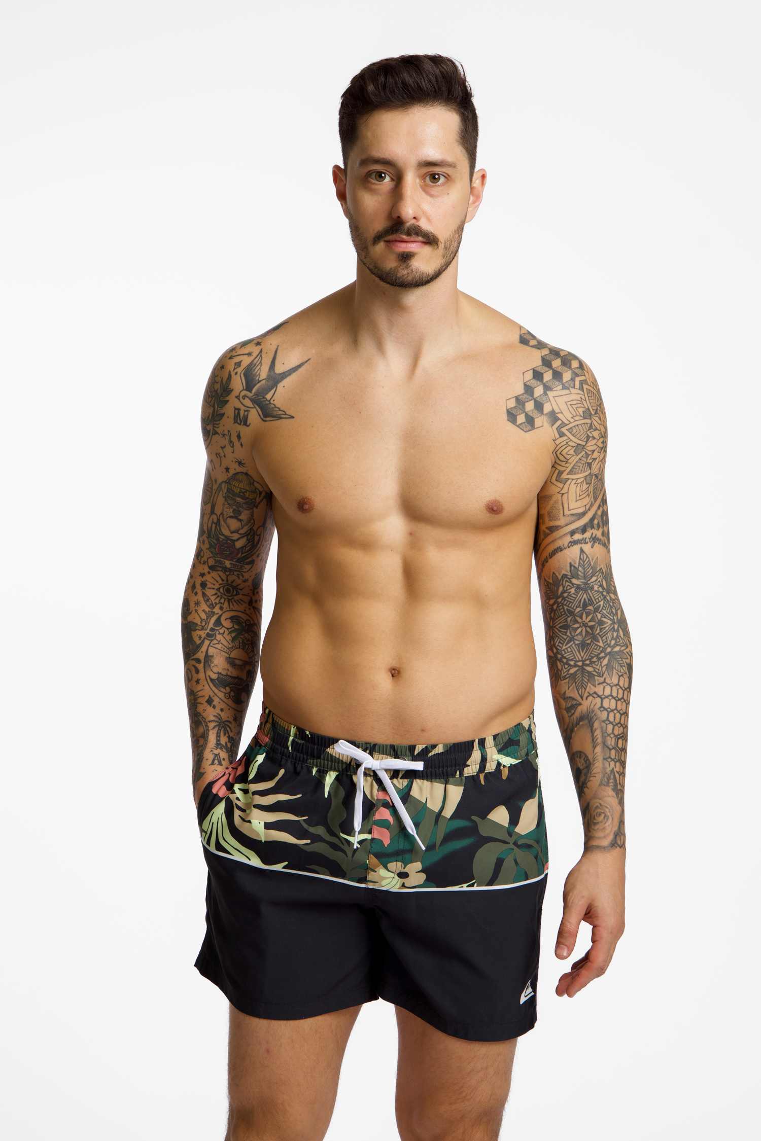 Quiksilver Algae Mix Volley 15" Herren Badeshort Schwarz, Herren, Größe: L