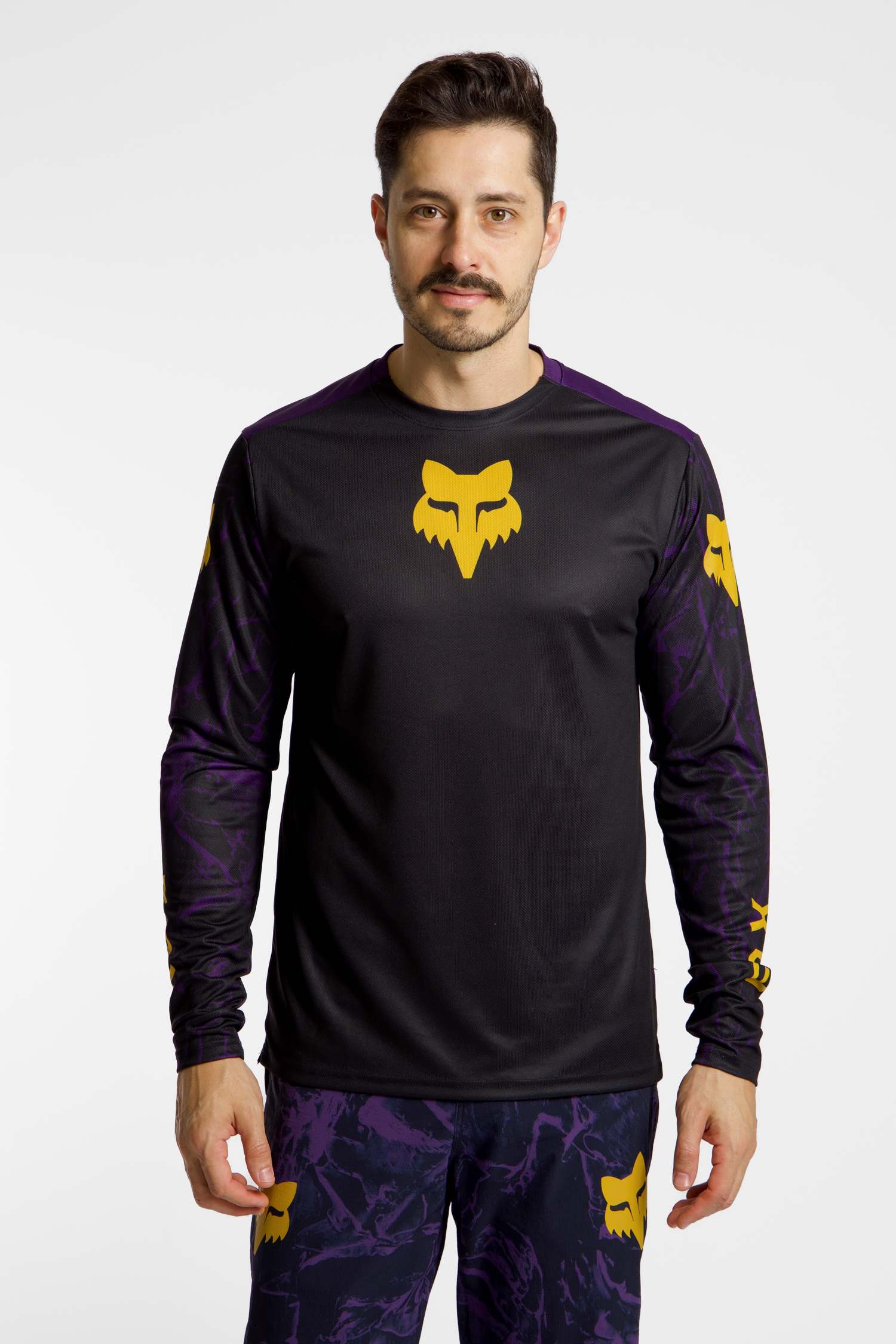 FOX Ranger Image Print LS Herren Biketrikot Schwarz, Herren, Größe: XL