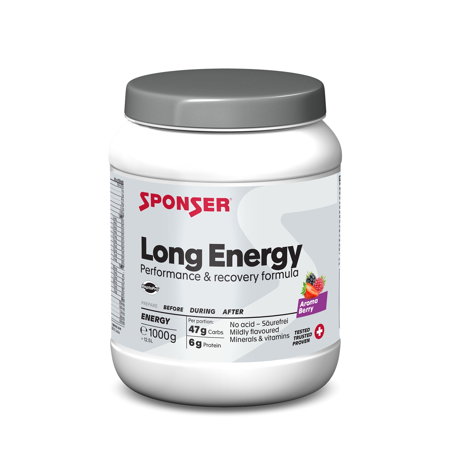 Sponser Long Energy Berry 1000 g Getränkepulver Weiss, Herren, Größe: 0