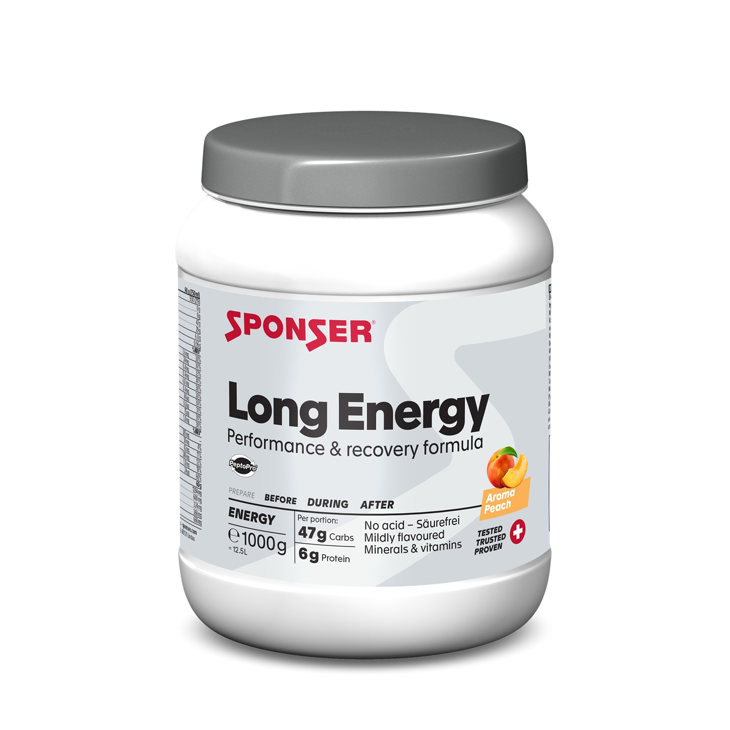 Image of Sponser Long Energy Peach 1000 g Getränkepulver Weiss, Herren, Größe: 0