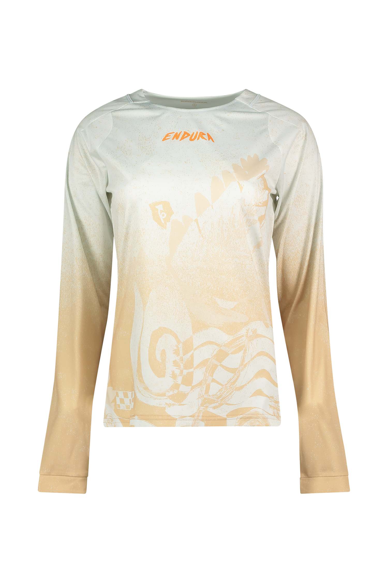 Endura SingleTrack Print LS Damen Biketrikot Beige, Damen, Größe: M