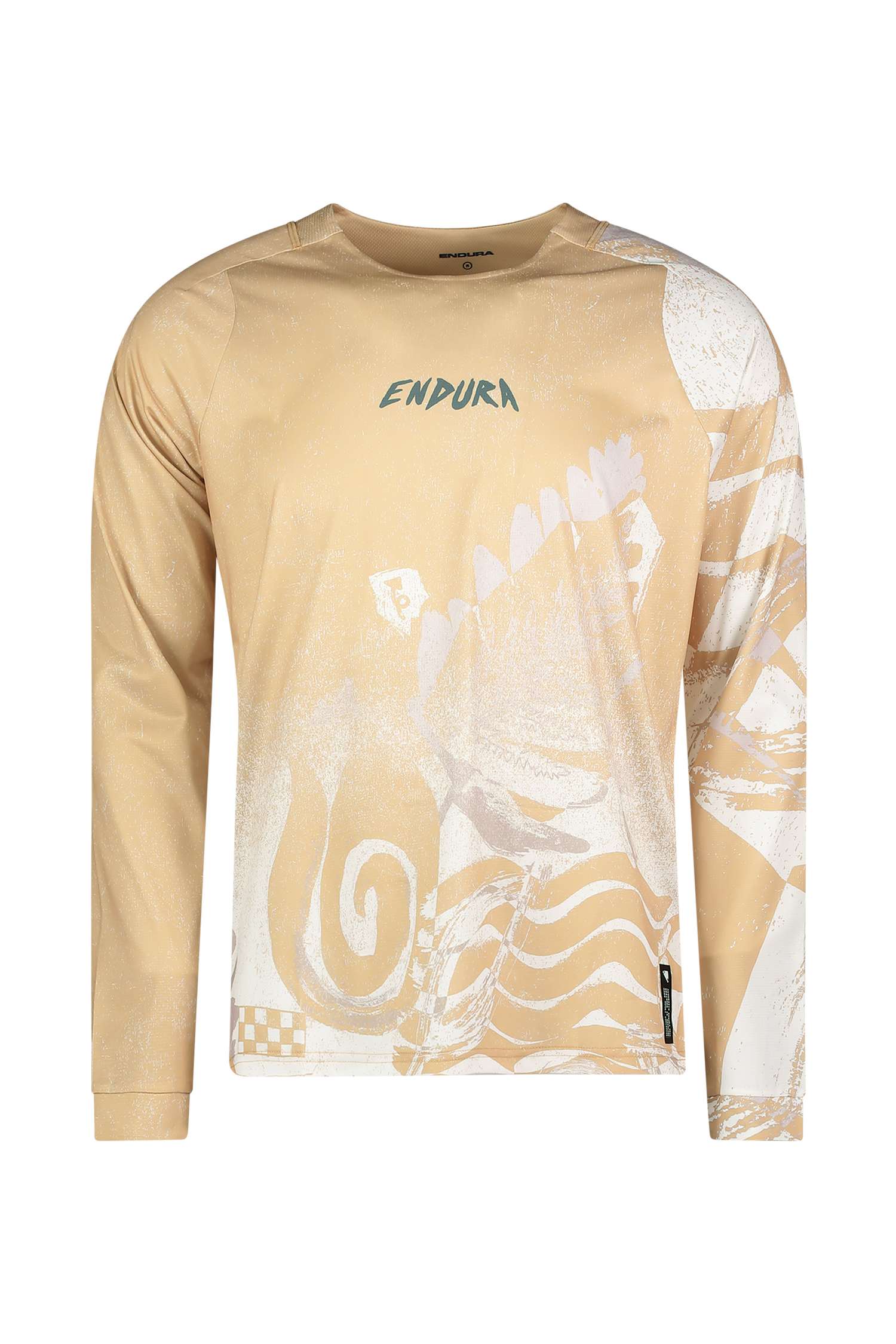 Endura SingleTrack Print LS Herren Biketrikot Beige, Herren, Größe: XL