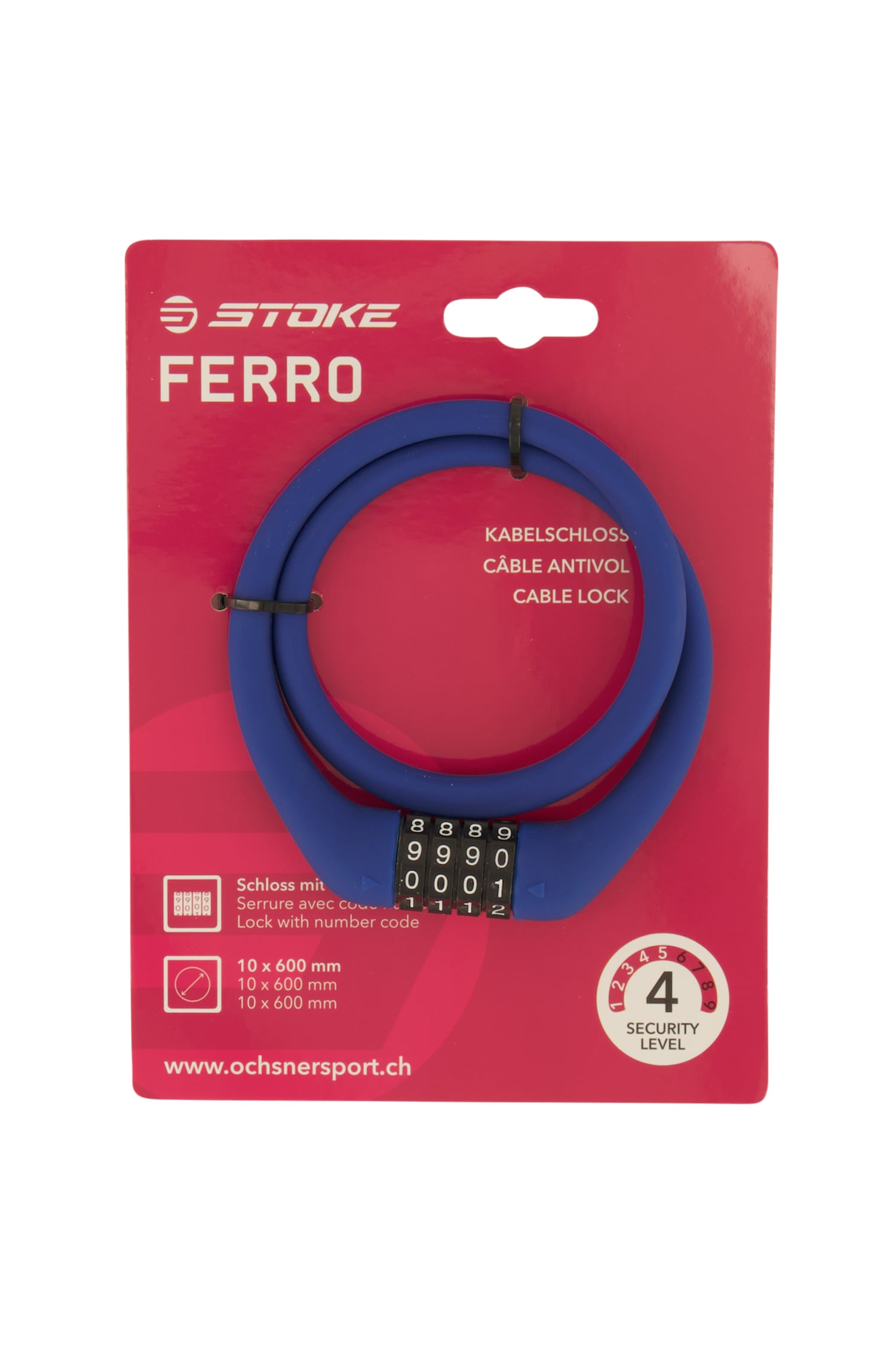 Stoke Ferro Kabelschloss Blau, Herren, Größe: ONE SIZE