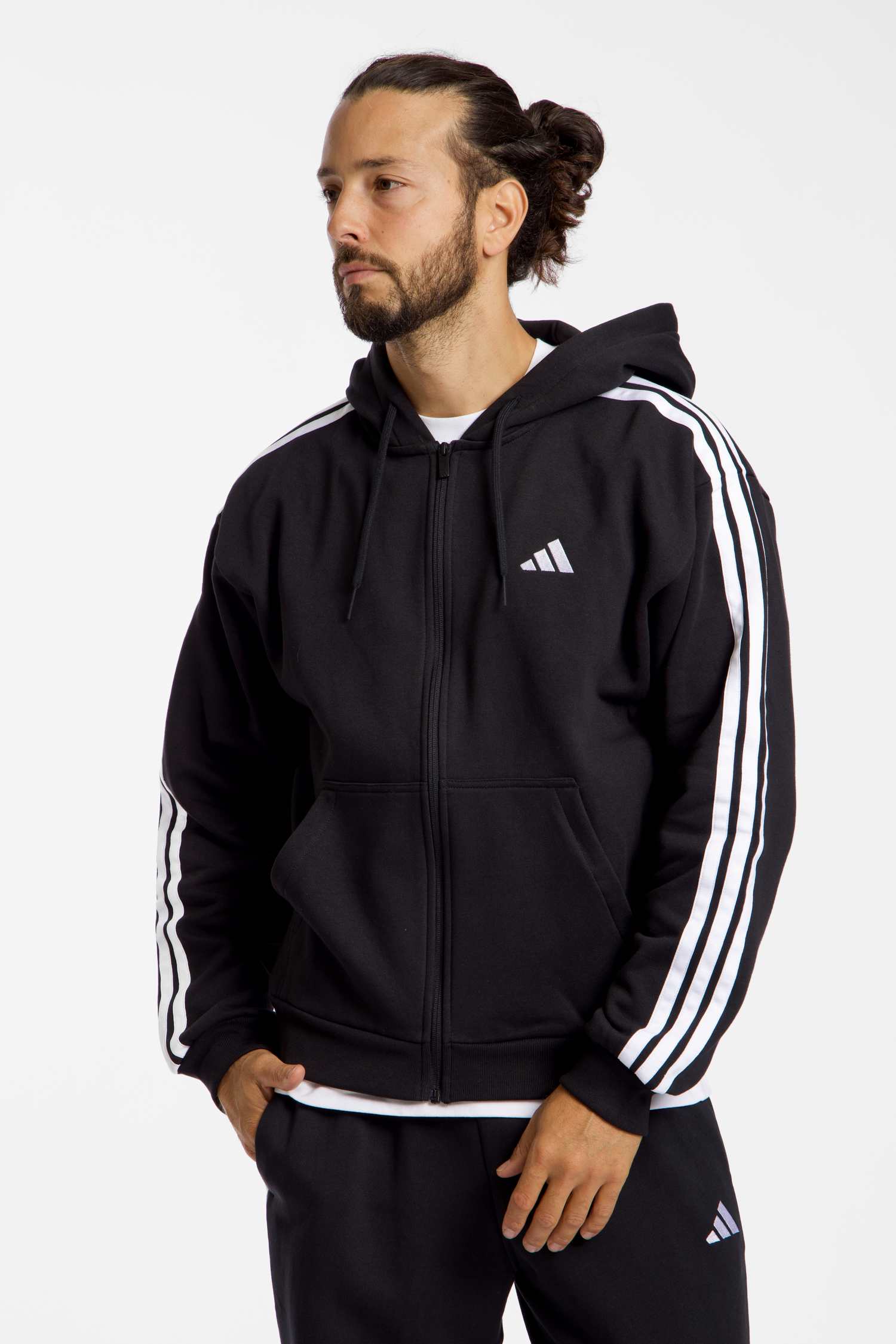 Image of adidas Essentials 3S Fleece Herren Trainingsjacke Schwarz, Herren, Größe: L