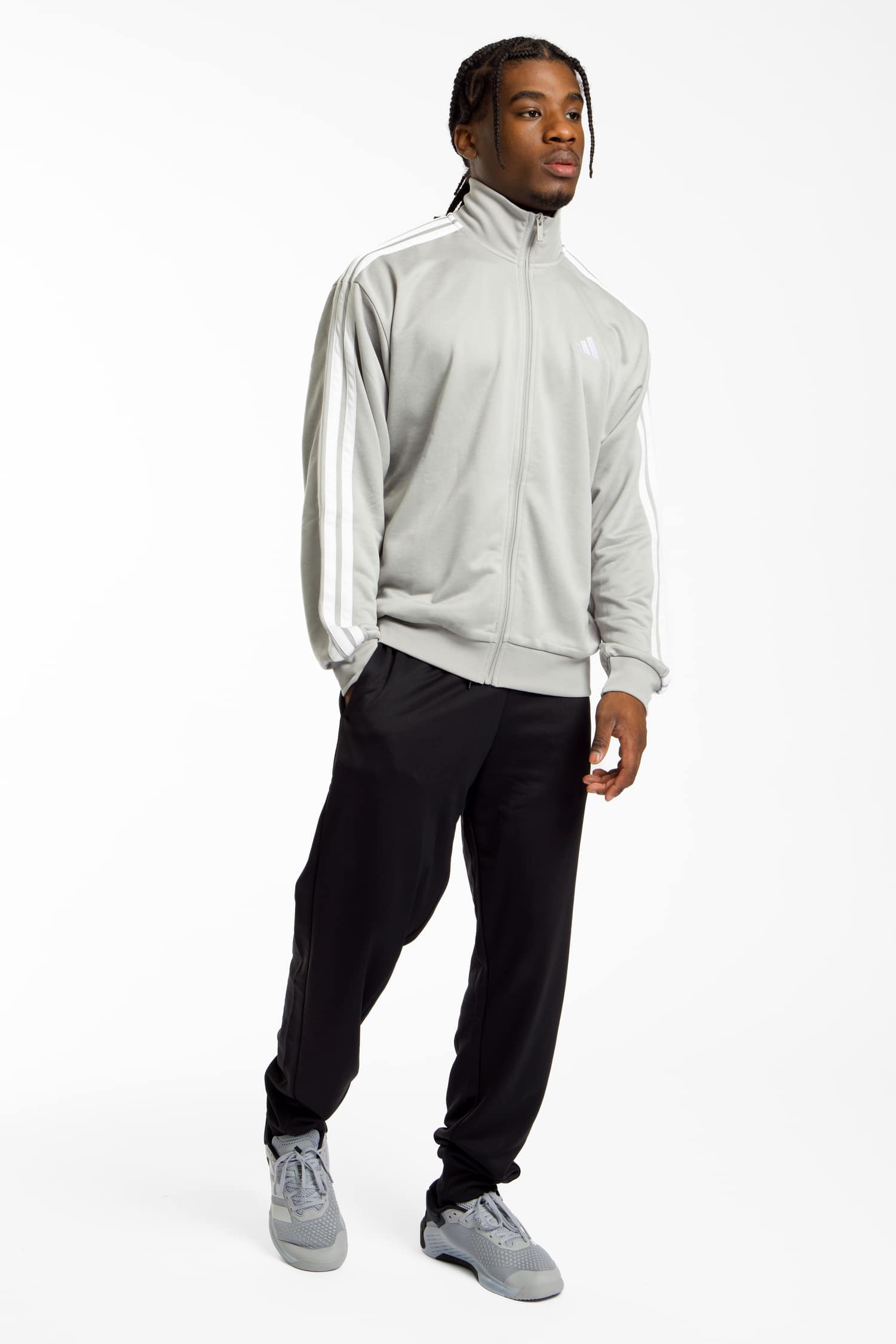 Image of adidas 3S French Terry Herren Trainingsanzug Grau, Herren, Größe: L