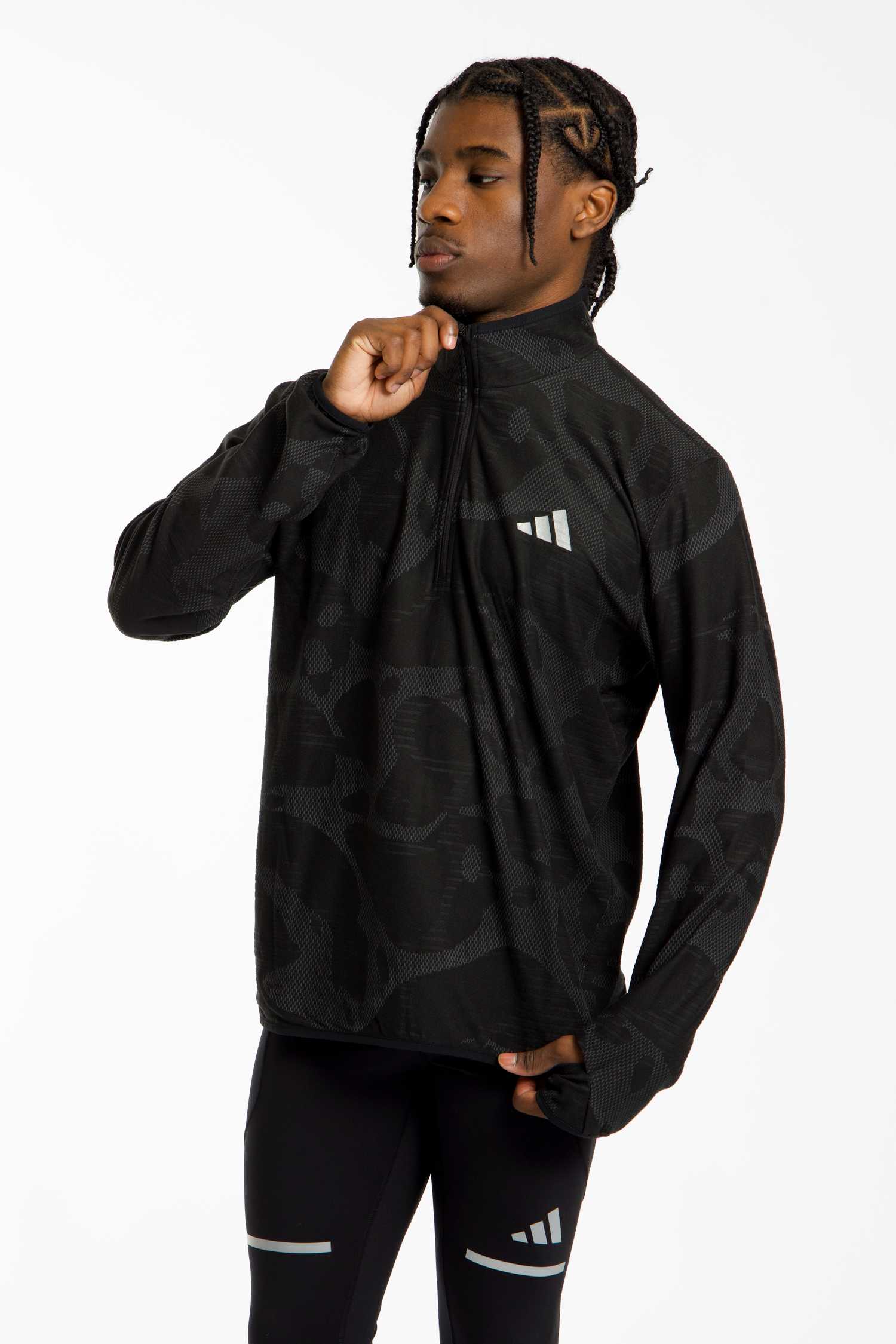 Image of adidas adi365 Running Half-Zip Herren Longsleeve Schwarz, Herren, Größe: L