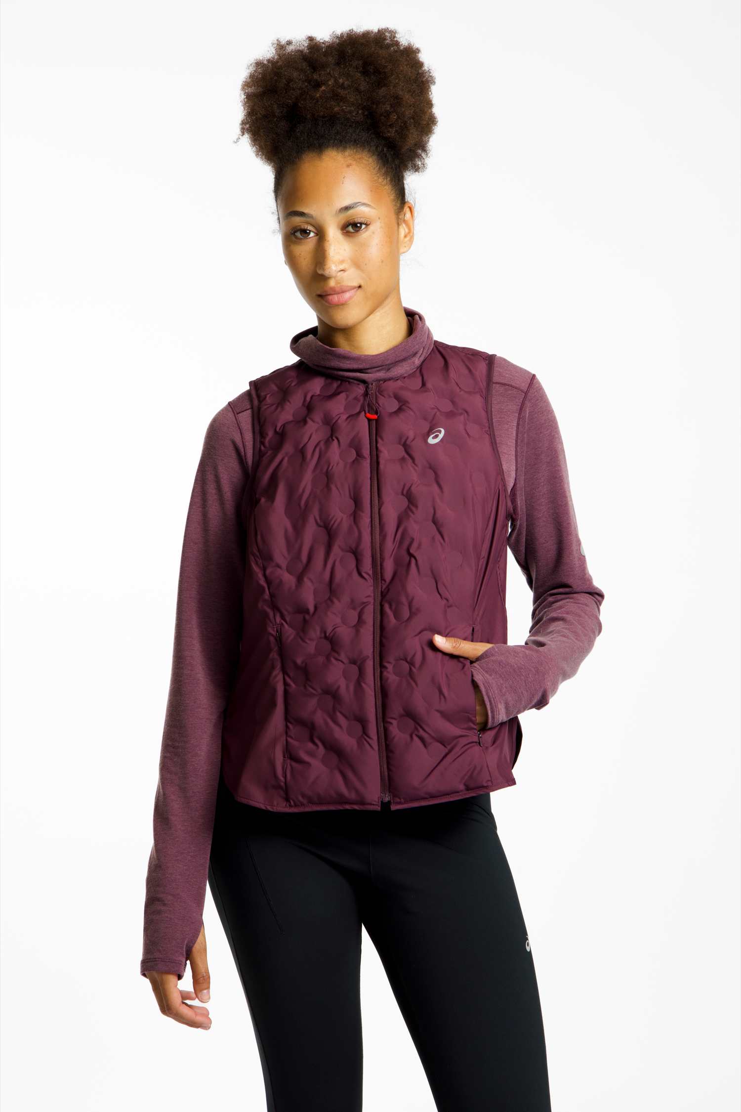 Image of ASICS Nagino Run Padded Damen Gilet Aubergine, Damen, Größe: L