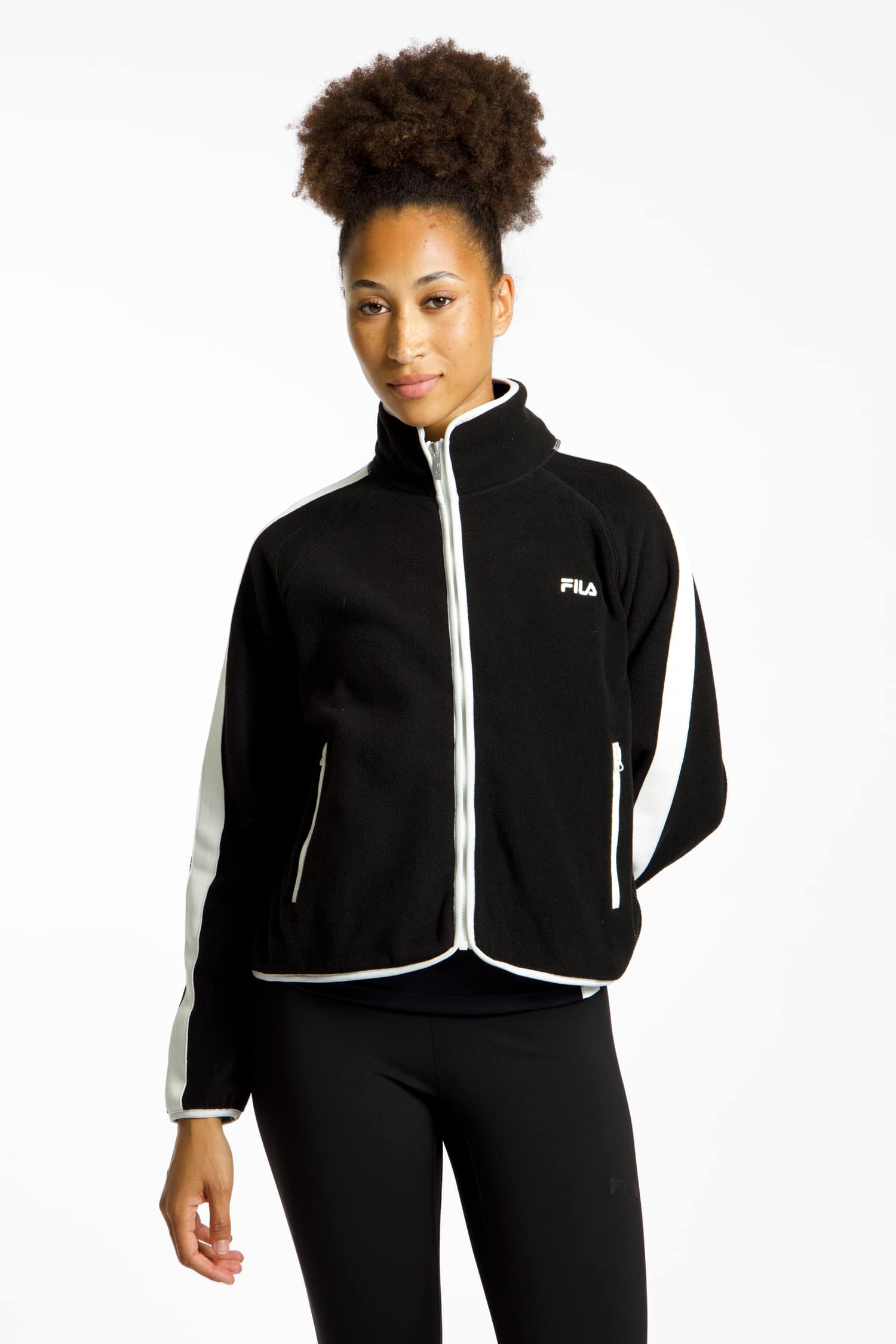 Image of FILA Ouangani Polar Fleece Damen Trainingsjacke Schwarz, Damen, Größe: L