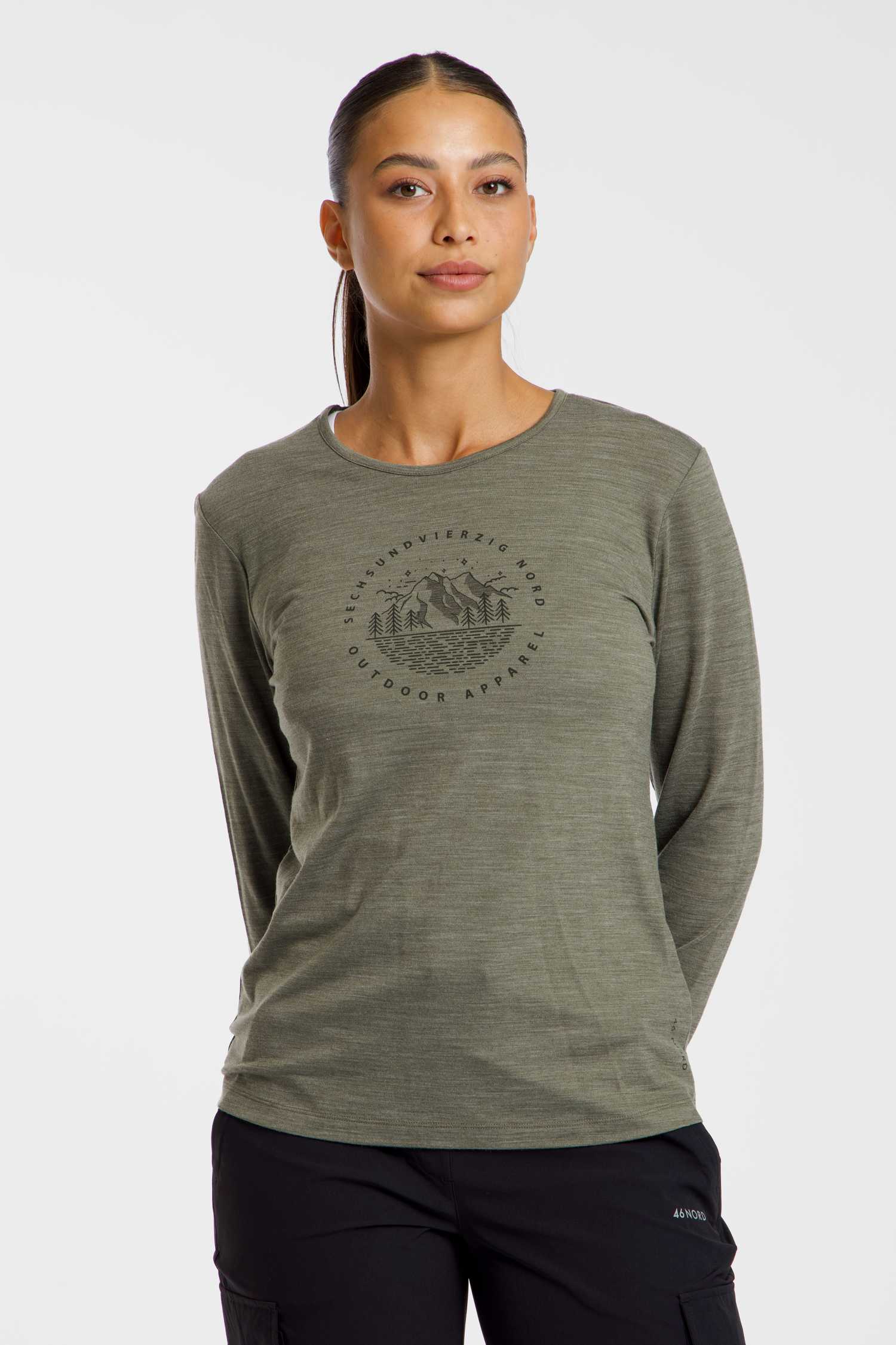 Image of 46 NORD Merino Mix Damen Longsleeve Olive, Damen, Größe: 36