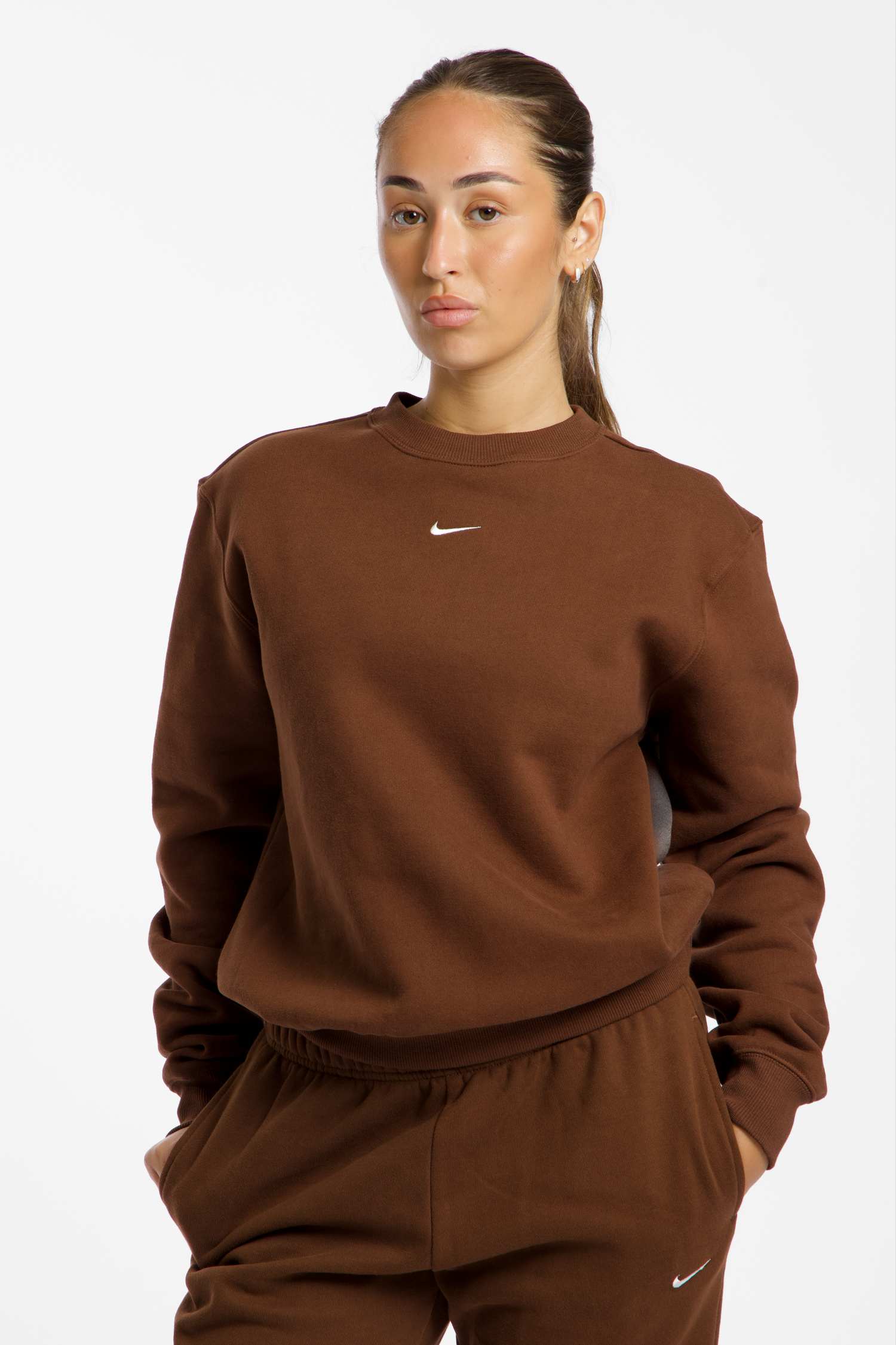 Image of Nike Studio Fleece Damen Pullover Braun, Damen, Größe: L