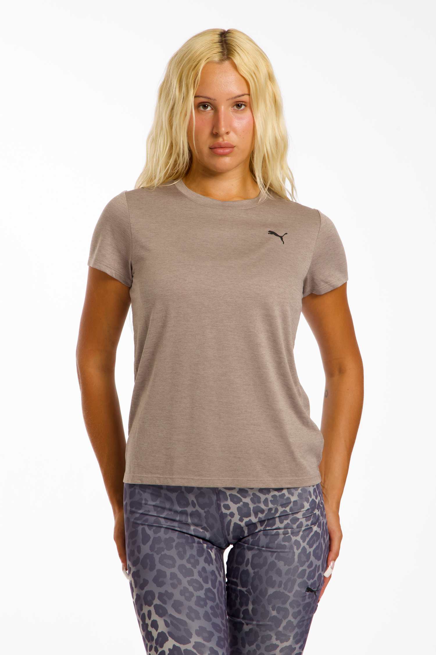 PUMA TAD Essential Heather Damen T-Shirt Beige, Damen, Größe: M