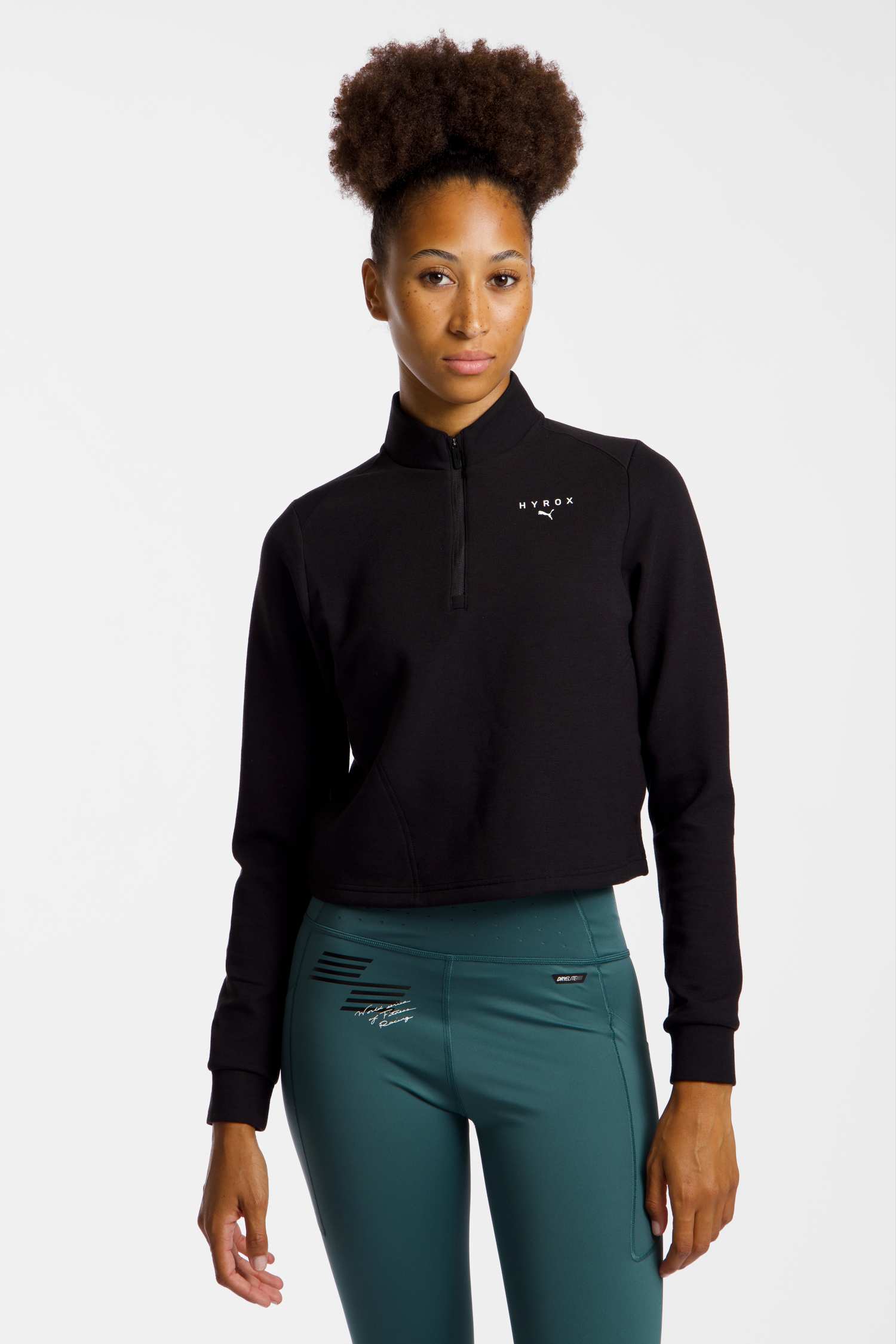 Image of PUMA x HYROX CLOUDSPUN 1/4 Zip Damen Midlayer Schwarz, Damen, Größe: L