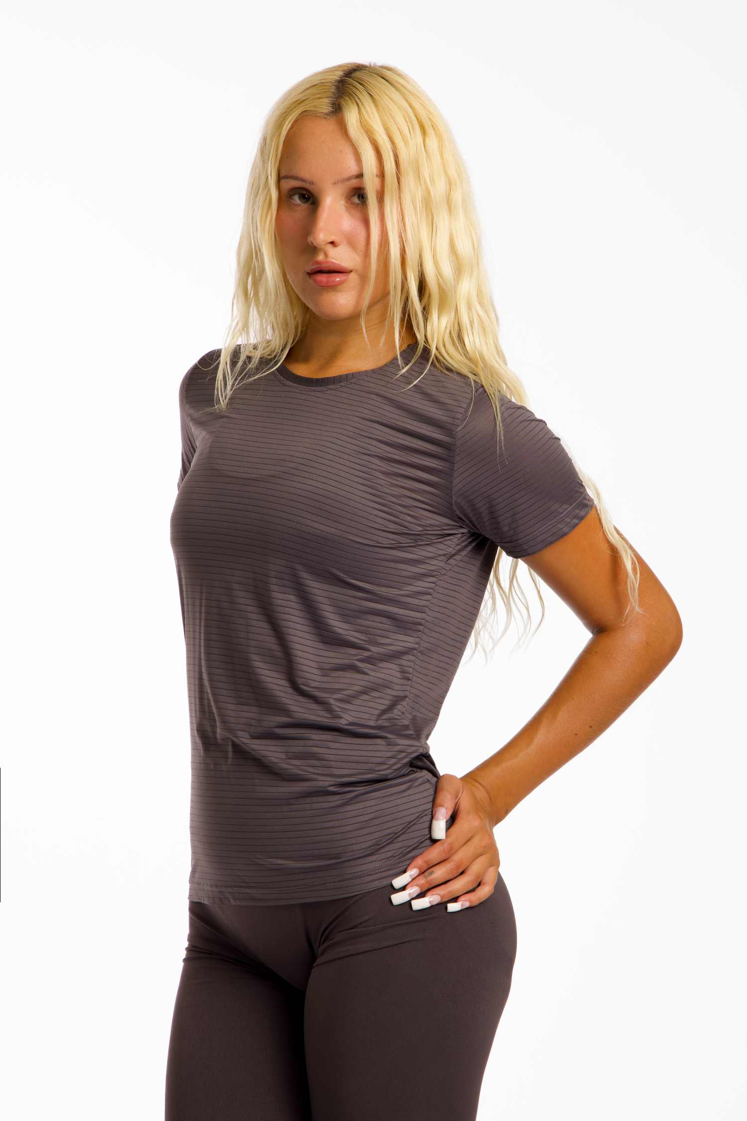 POWERZONE Damen T-Shirt Grau, Damen, Größe: XL