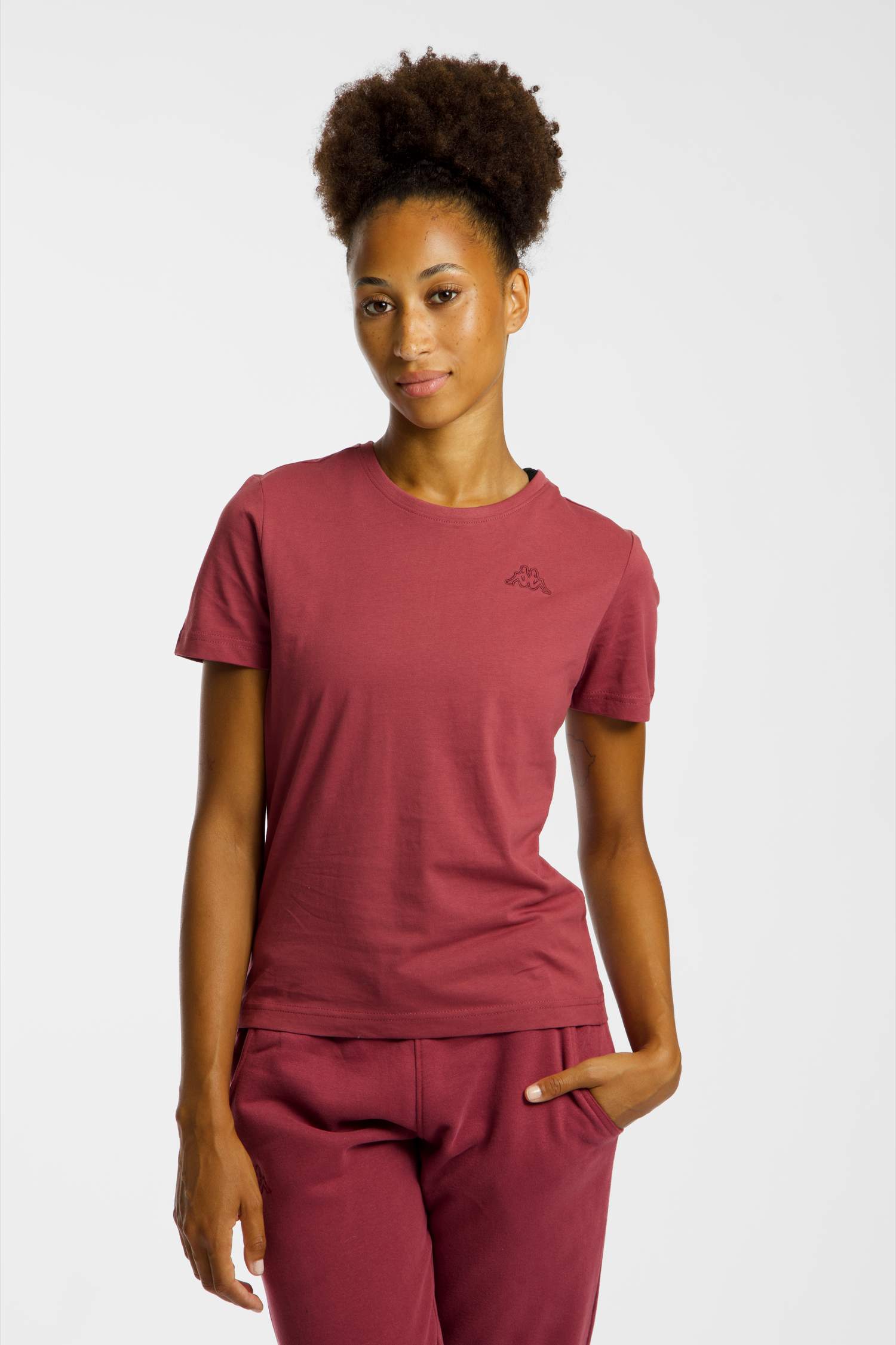 Image of Kappa Sylvie Logo Damen T-Shirt Bordeaux, Damen, Größe: L