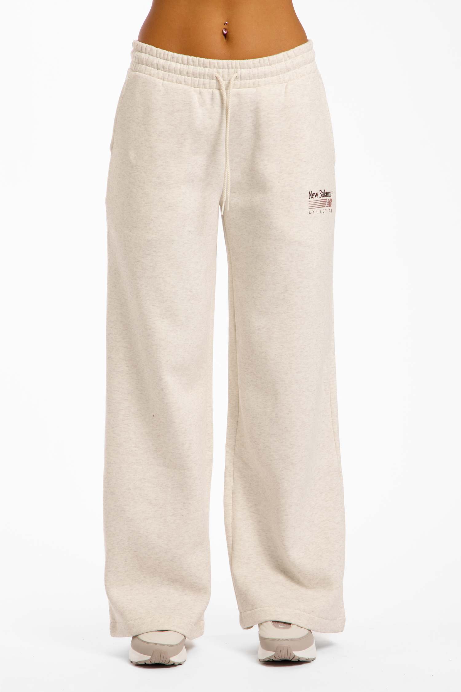 New Balance Trackside Fleece Damen Trainerhose Offwhite, Damen, Größe: S
