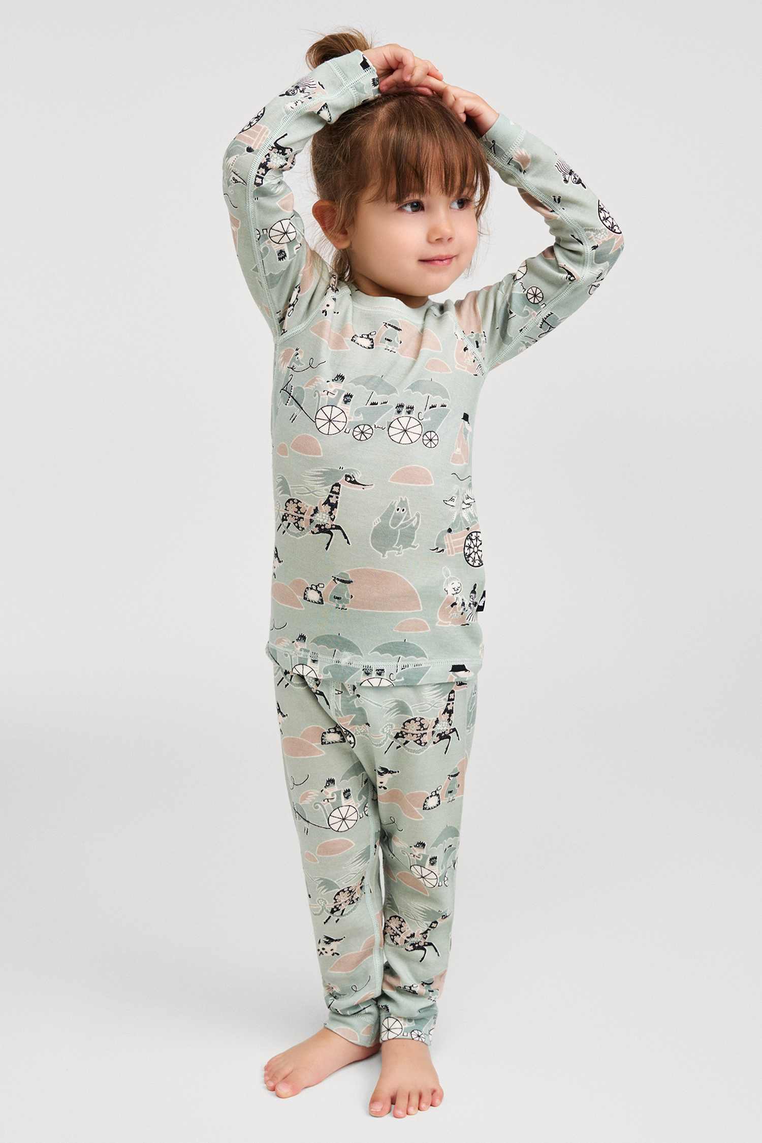 Image of reima Moomin Trivsam Mini Kinder Thermo Unterwäsche Set Grün, , Größe: 104