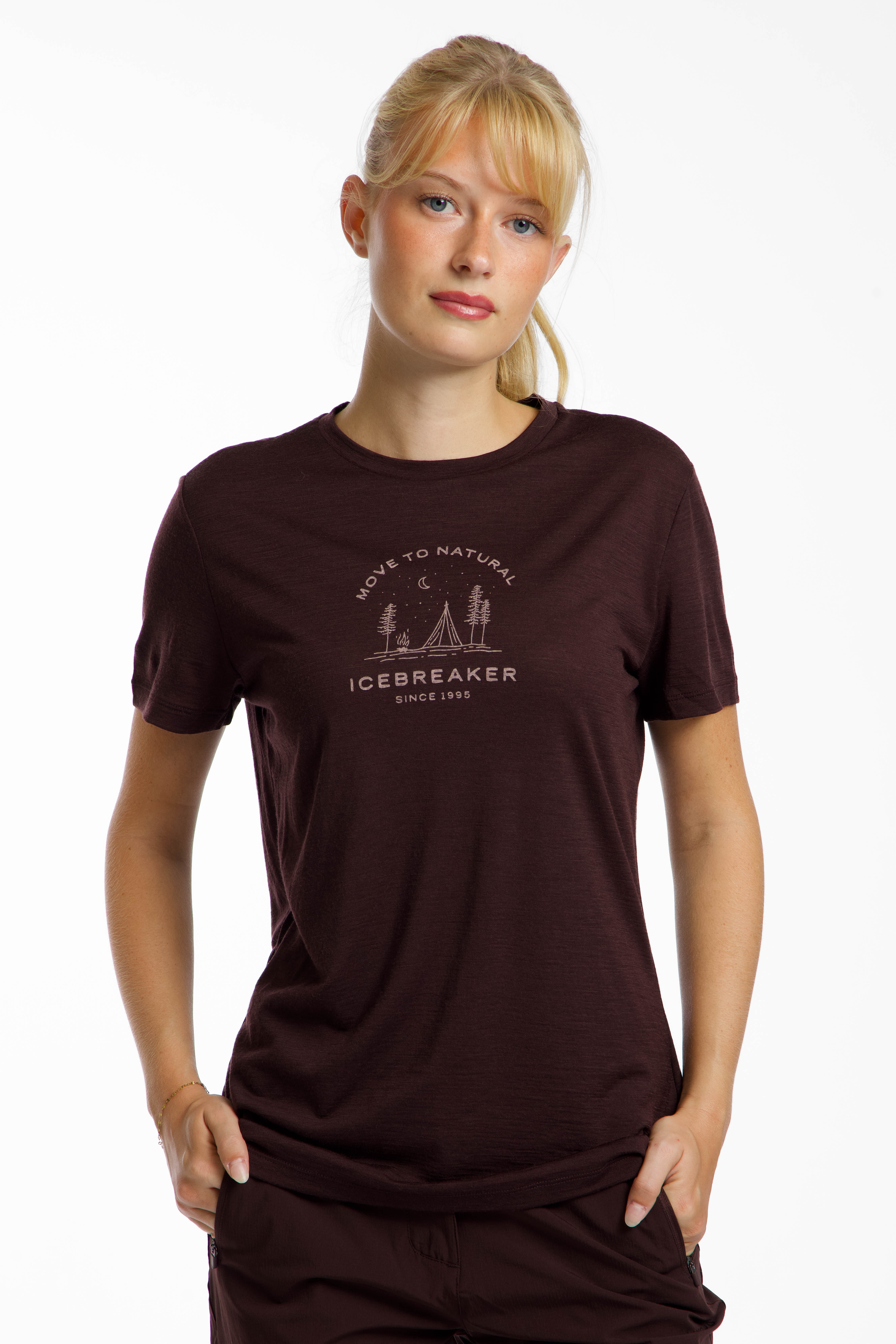 icebreaker Merino 150 Tech Lite Peaceful Pass Damen T-Shirt Braun, Damen, Größe: XS