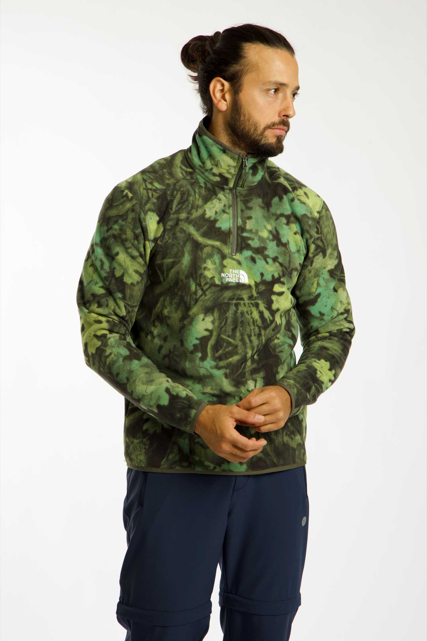 Image of The North Face Glacier Novelty Logo Print 1/4 Zip Herren Midlayer Grün, Herren, Größe: L