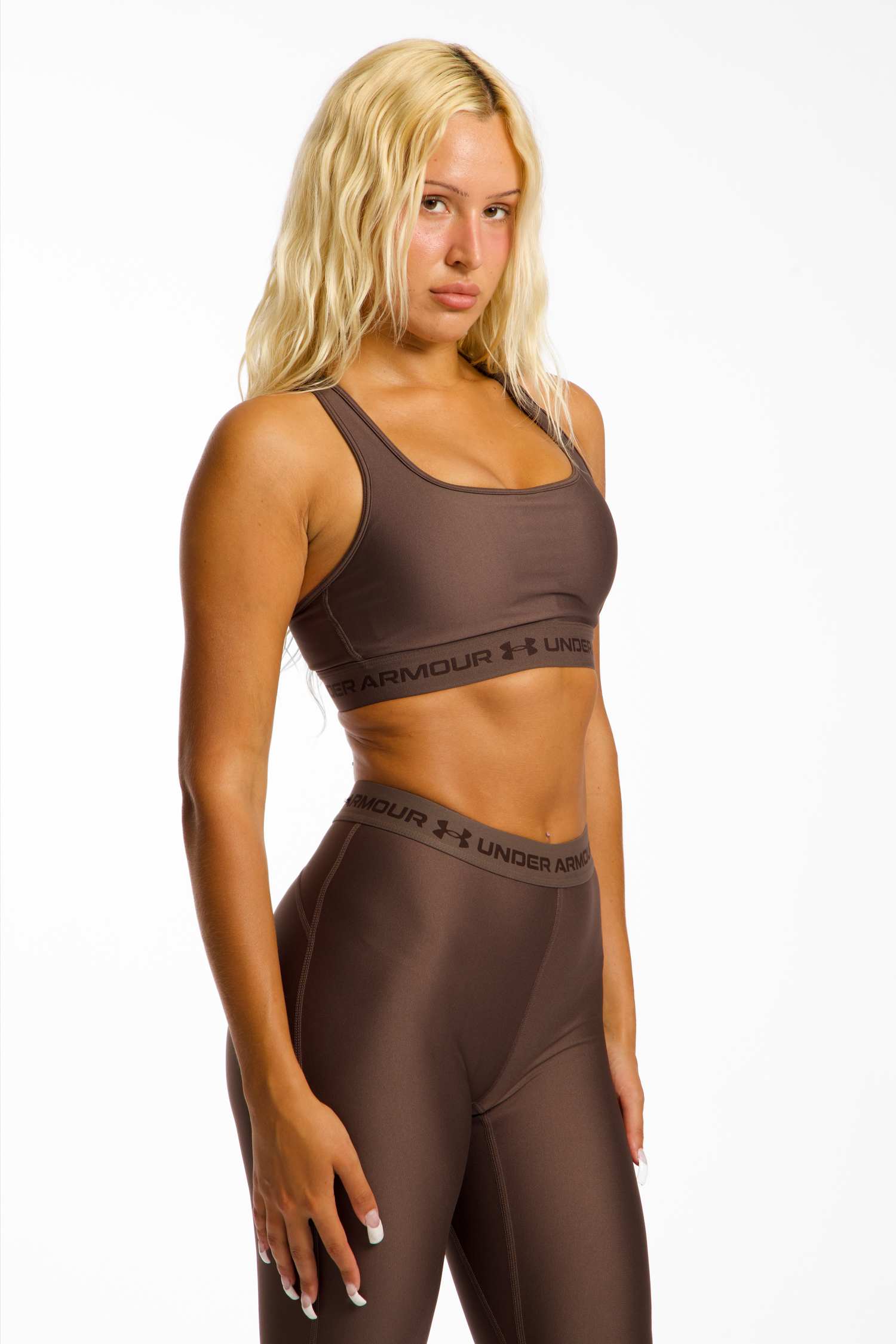 Under Armour Crossback Medium Damen Sport-BH Braun, Damen, Größe: M