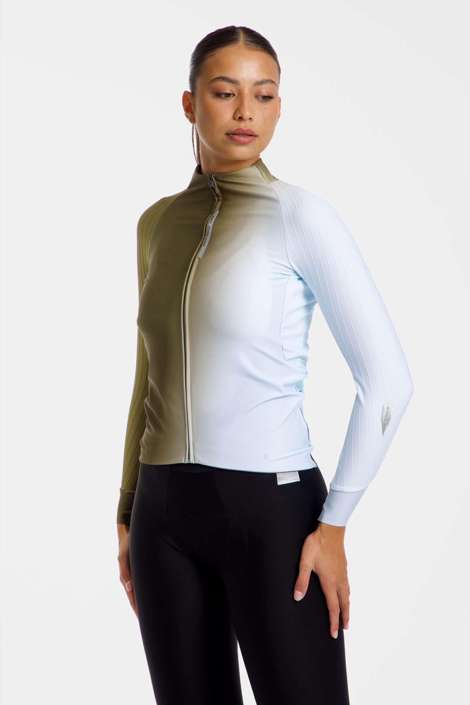 Image of Q36.5 Gregarius Hybrid Big Fade LS Damen Rennradtrikot Grün, Damen, Größe: L